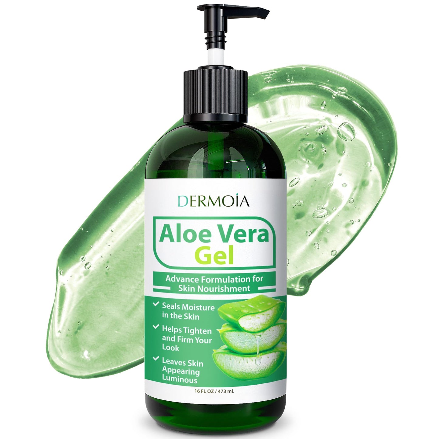 DERMOIA Aloe Vera Gel Body Moisturizer - Sunburn Relief Aloe Vera Gel for Skin with Apple Stem Cell, Cucumber & Violet Hydrosol - Hydrating Facial Beauty & Personal Care DERMOIA