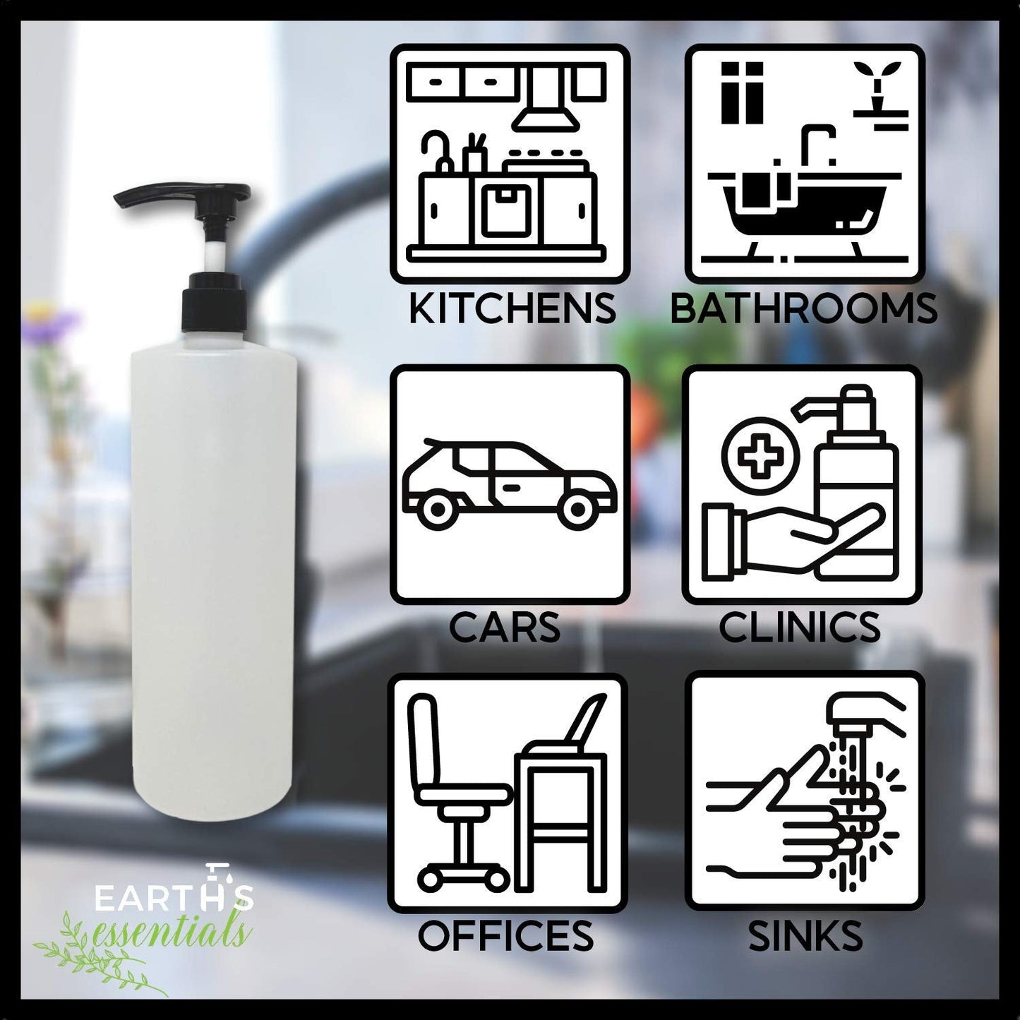32oz (1 quart) Refillable Empty Pump Bottle Soap Dispensers for Hand Soap, Shampoo, Shower Gel, Body Wash and Lotion, BPA-Free HDPE Plastic Beauty & Personal Care Earth's Essentials