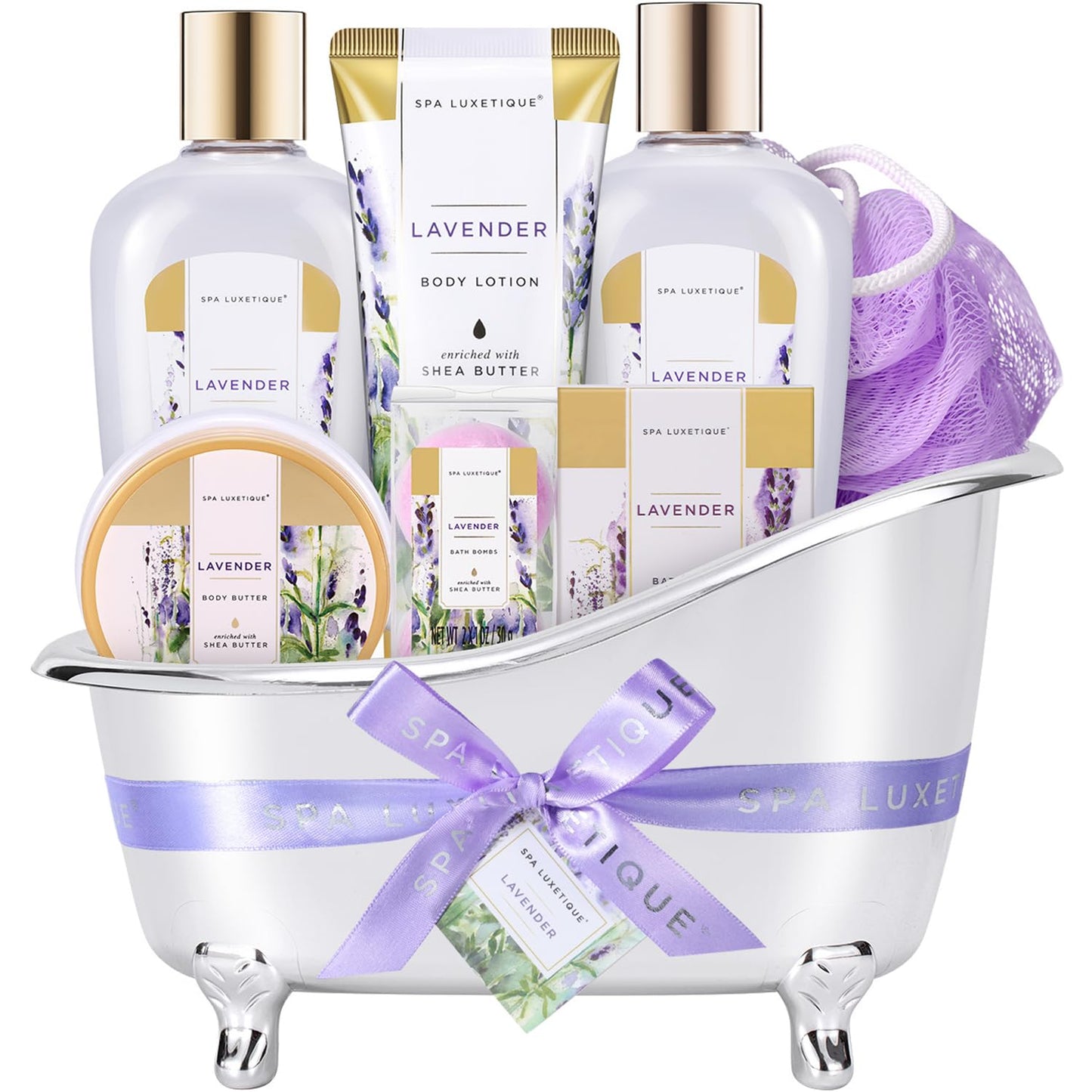 spa luxetique Spa Gift Baskets for Women, 8 Pcs Lavender Lotion Set with Bubble Bath, Shower Gel, Birthday Anniversary Self Care Kit for Her, Mothers Beauty & Personal Care spa luxetique