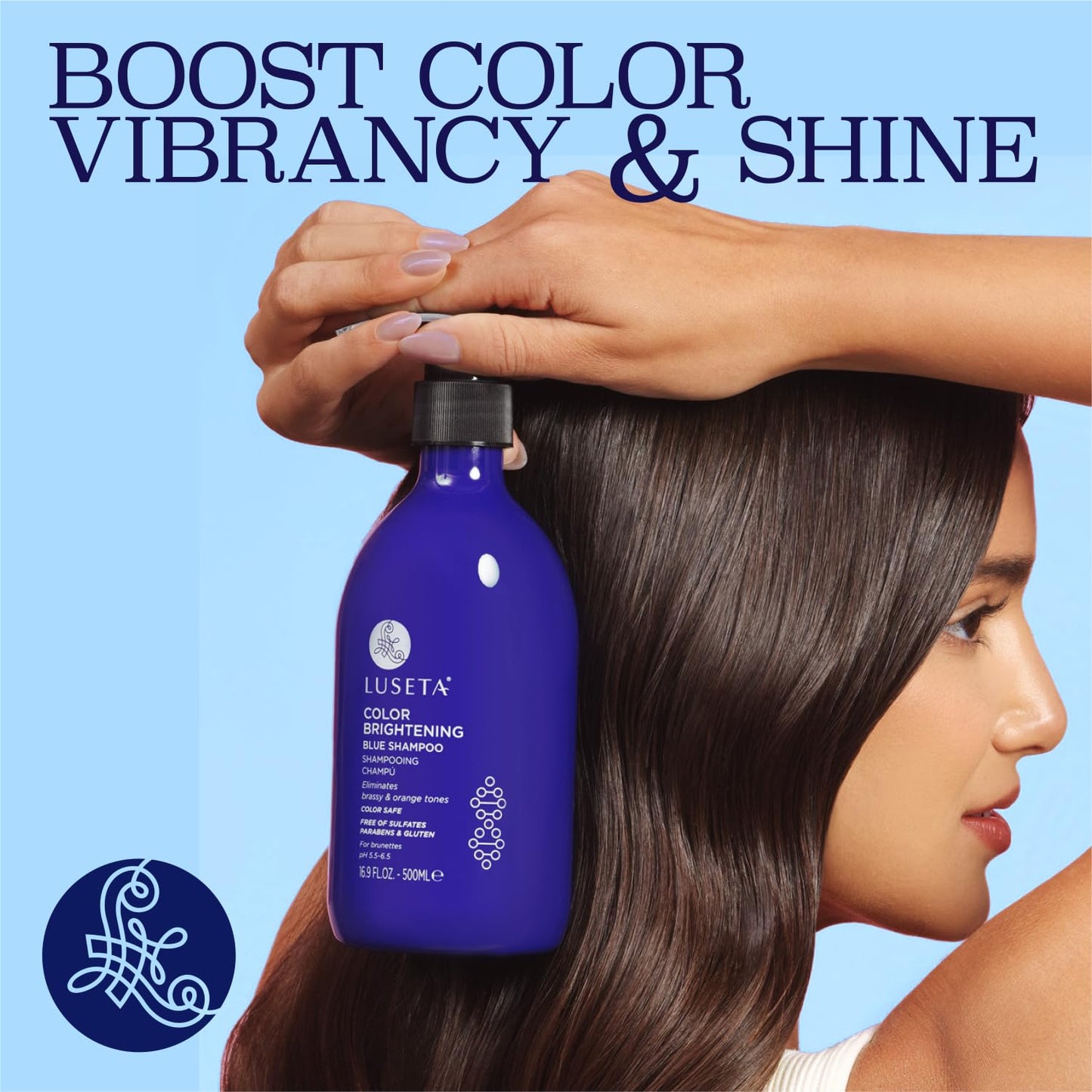 Luseta Color Brightening Blue Shampoo and Conditioner Set Orange & Copper Neutralizing for Brunettes & Dark Blondes, Brassiness Control Tone Beauty & Personal Care L LUSETA