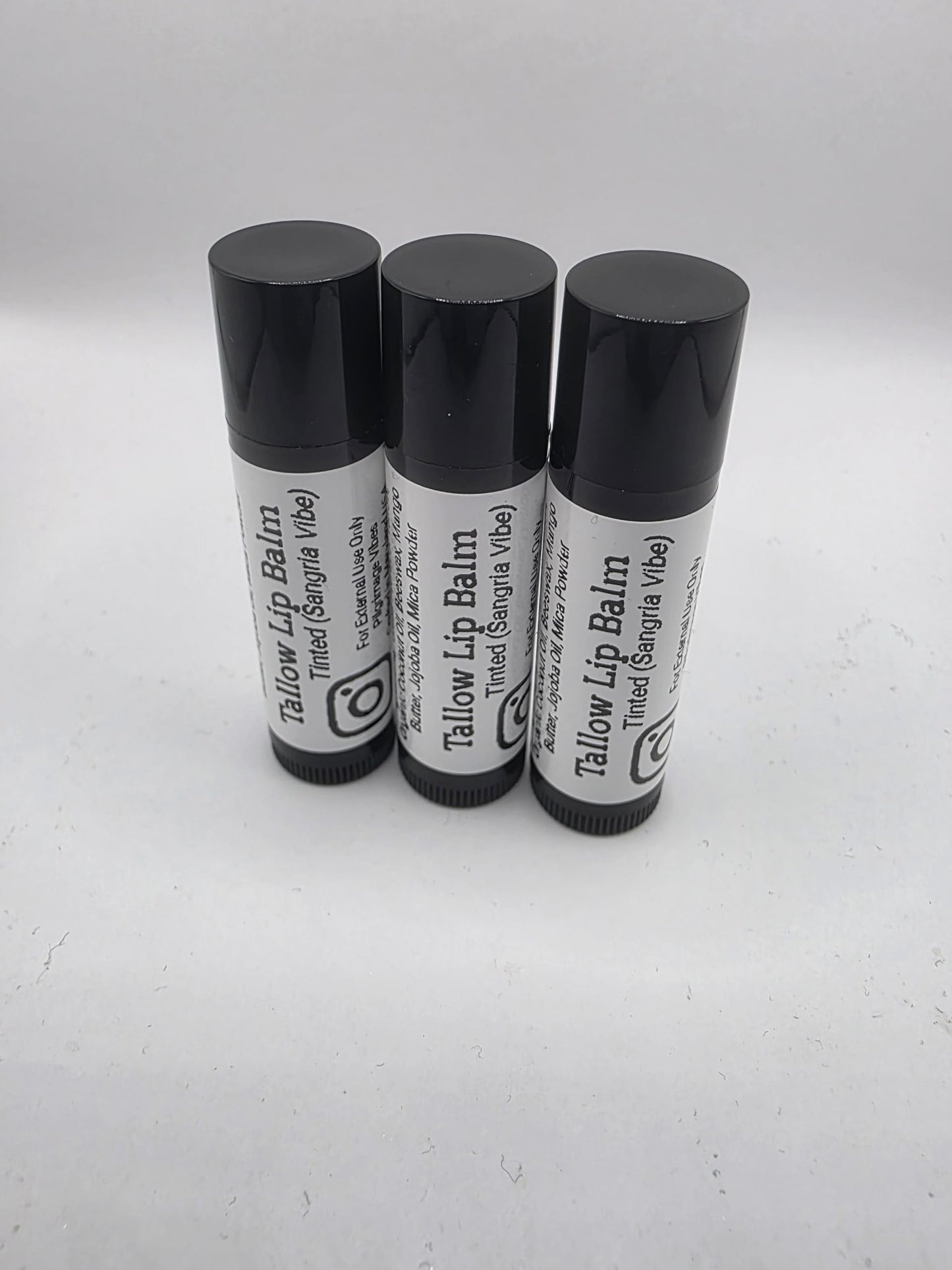 Tallow Lip Balm (3 Pack) (Tinted Sangria Vibe) Handmade Grass Fed Beef Tallow Lip Balm with Nourishing Oils Beauty and Personal Care Pilgrimage Vibes