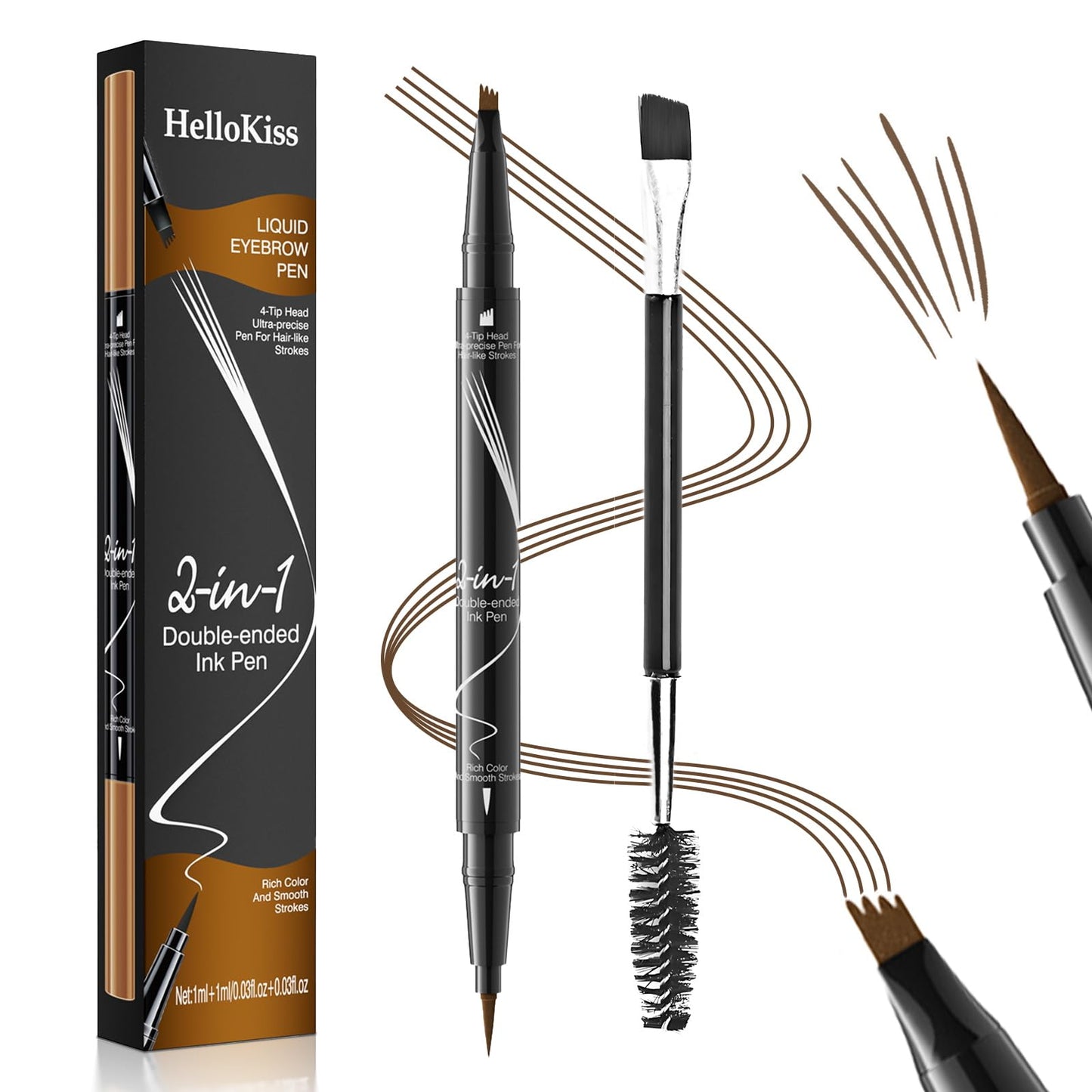 Eyebrow Pen, 2-in-1 Dual-Ended Microblading Eyebrow Pencil, Magical Faux Brow Pen with 4-Fork-Tip & Precise Brush-Tip Create Natural Hair-Like Brow… Beauty & Personal Care Hadsow