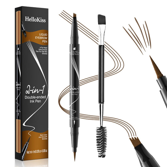 Eyebrow Pen, 2-in-1 Dual-Ended Microblading Eyebrow Pencil, Magical Faux Brow Pen with 4-Fork-Tip & Precise Brush-Tip Create Natural Hair-Like Brow… Beauty & Personal Care Hadsow