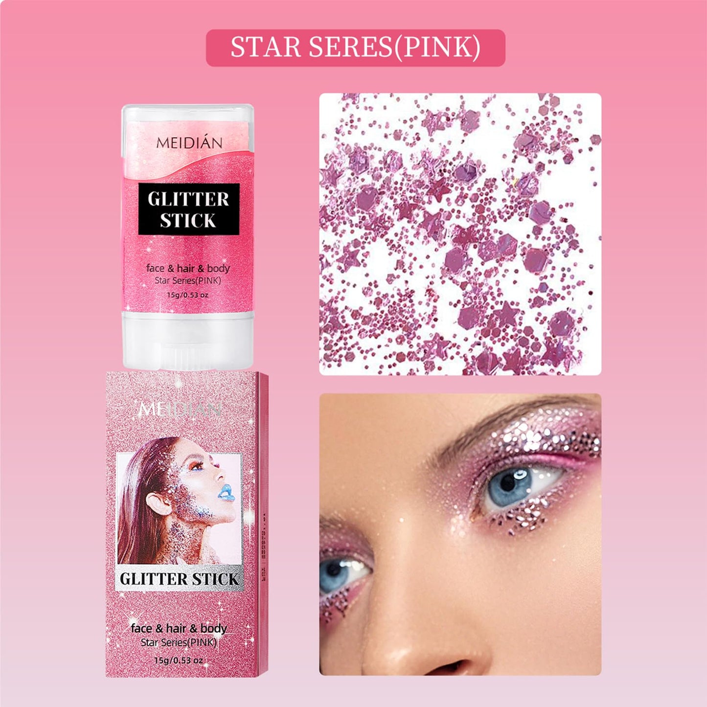 Body Glitter Stick Pink Glitter Face Paint Face Hair Body Makeup Festival Accessories Glitter Beauty & Personal Care ADMD