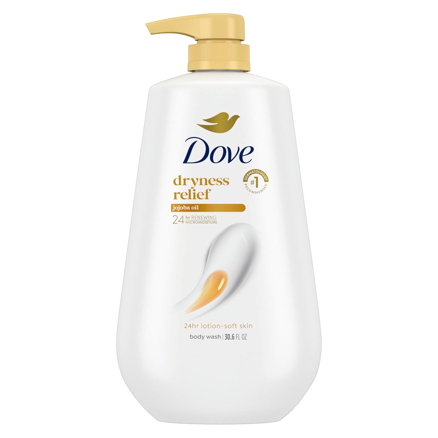 Dove Body Wash with Pump Dryness Relief with Jojoba Oil For 24hr Lotion-Soft Skin Moisturizing Skin Cleanser with No Sulfates No Parabens 30.6 oz Beauty & Personal Care Dove