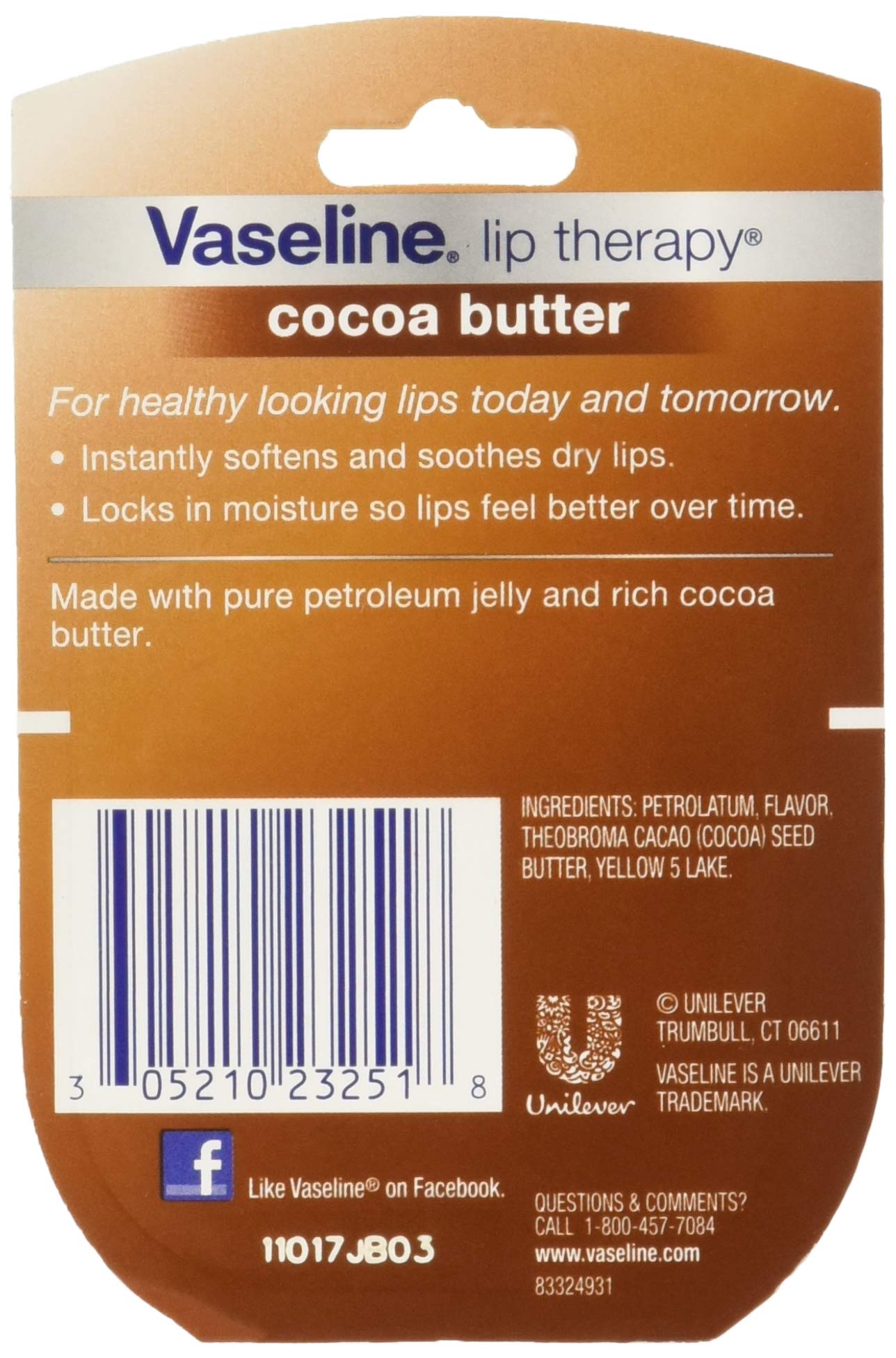 Vaseline Lip Therapy Cocoa Butter, .25 oz (Pack of 5) Beauty and Personal Care Vaseline