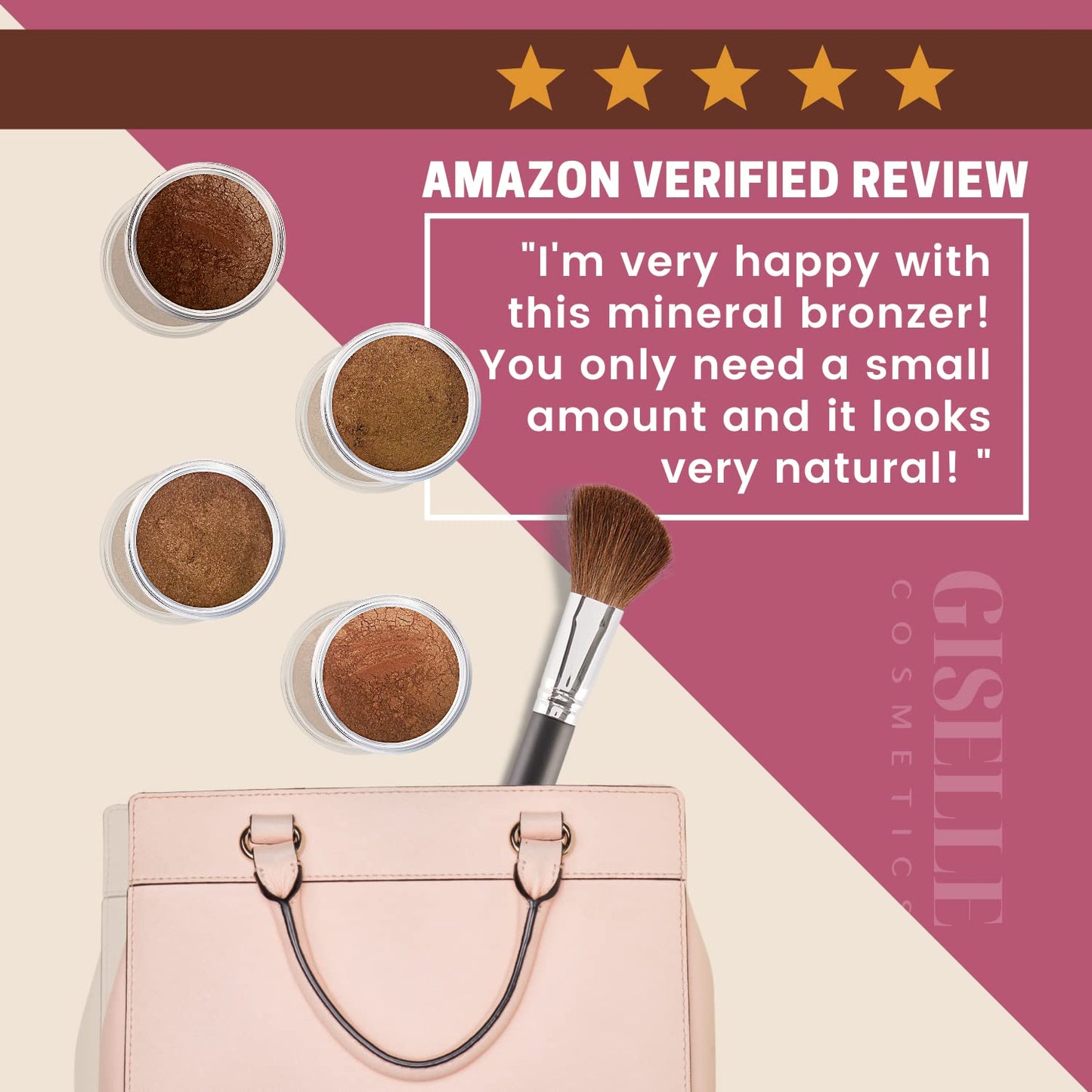 Giselle Cosmetics Selfish Bronzer: Organic Makeup Palette with Eyeshadow, Highlighter, Face Powder, Contour, Travel Size - Glow, Gold Digger, Dark Beauty & Personal Care Giselle Cosmetics
