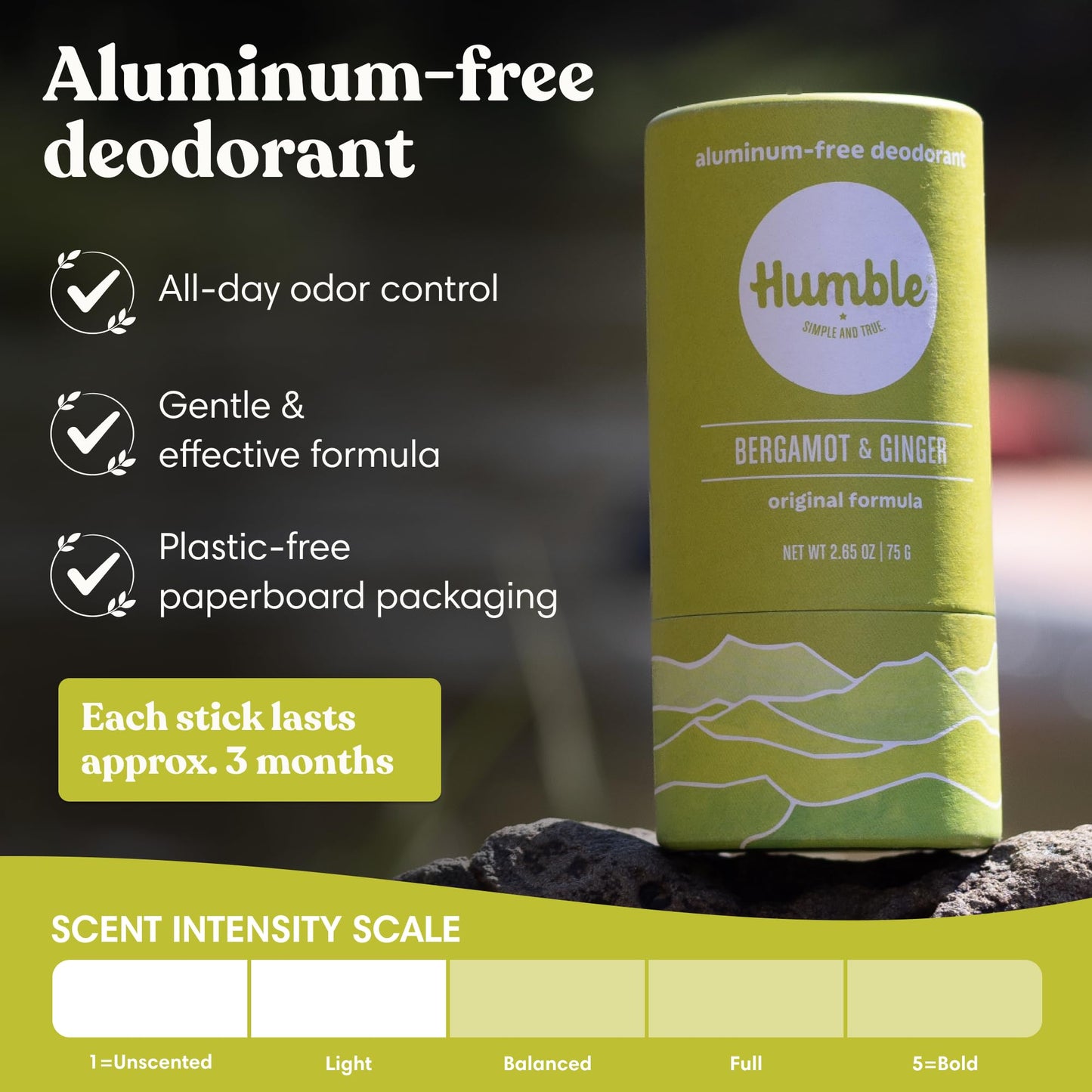 HUMBLE BRANDS Deodorant Stick, Bergamot & Ginger - Aluminum-Free Deodorant for Women & Men with Baking Soda, Essential Oils & Beeswax - Underarm Beauty and Personal Care HUMBLE SIMPLE AND TRUE.