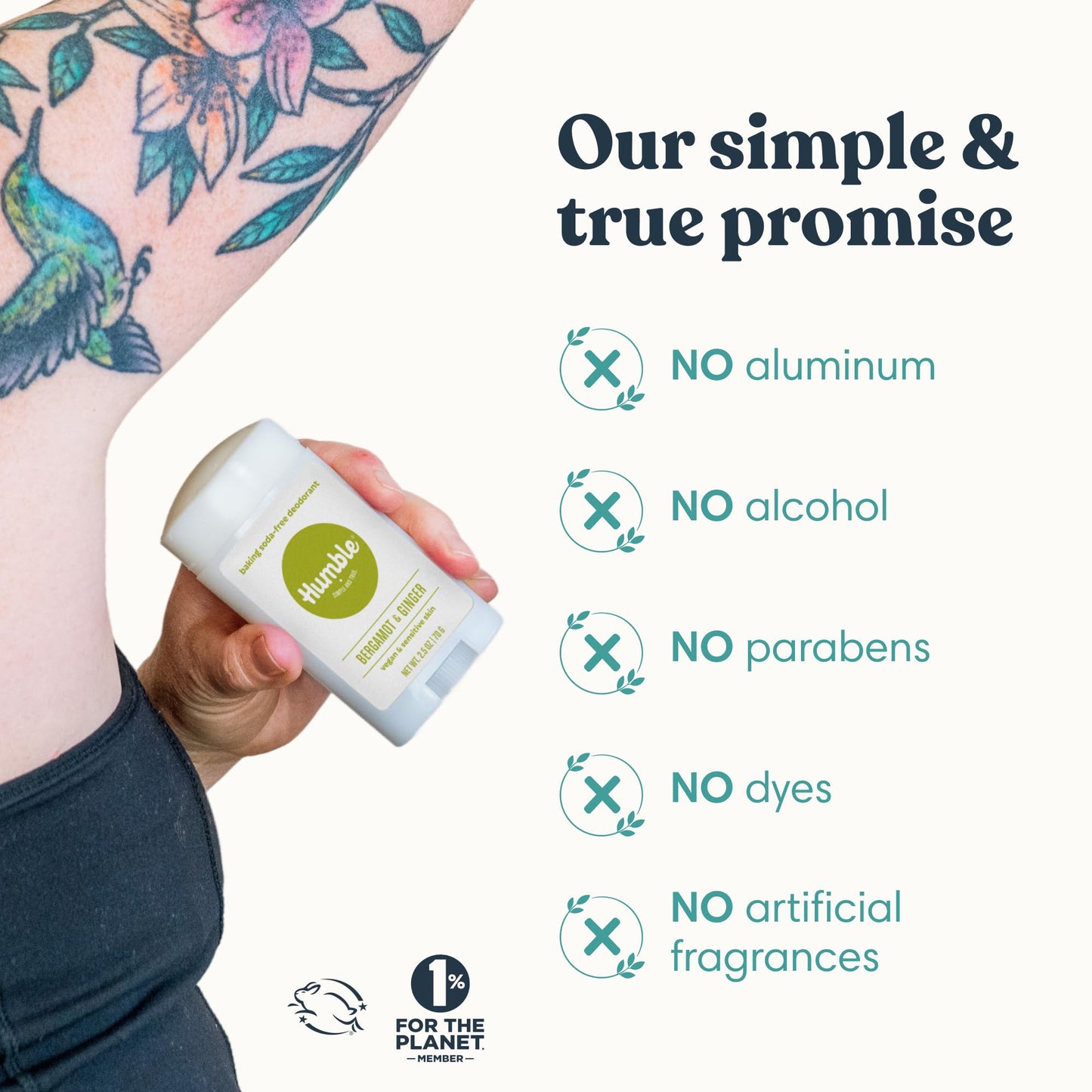 Humble Aluminum-Free Deodorant for Women & Men, Bergamot & Ginger - Baking Soda-Free Natural Deodorant Stick for Sensitive Skin with Essential Oils Beauty and Personal Care HUMBLE SIMPLE AND TRUE.