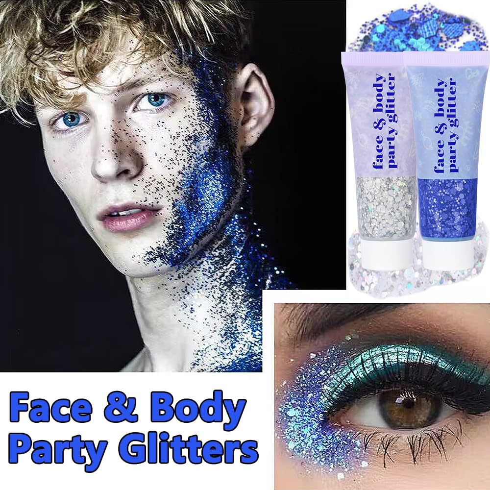 DBEAUTYM 4 Colors Body Glitter Gel, Face & Body Sparkling Holographic Gel, Long Lasting Chunky Sequins Glitters for Eye Lip Hair Nails, Festival Rave Beauty & Personal Care DBEAUTYM