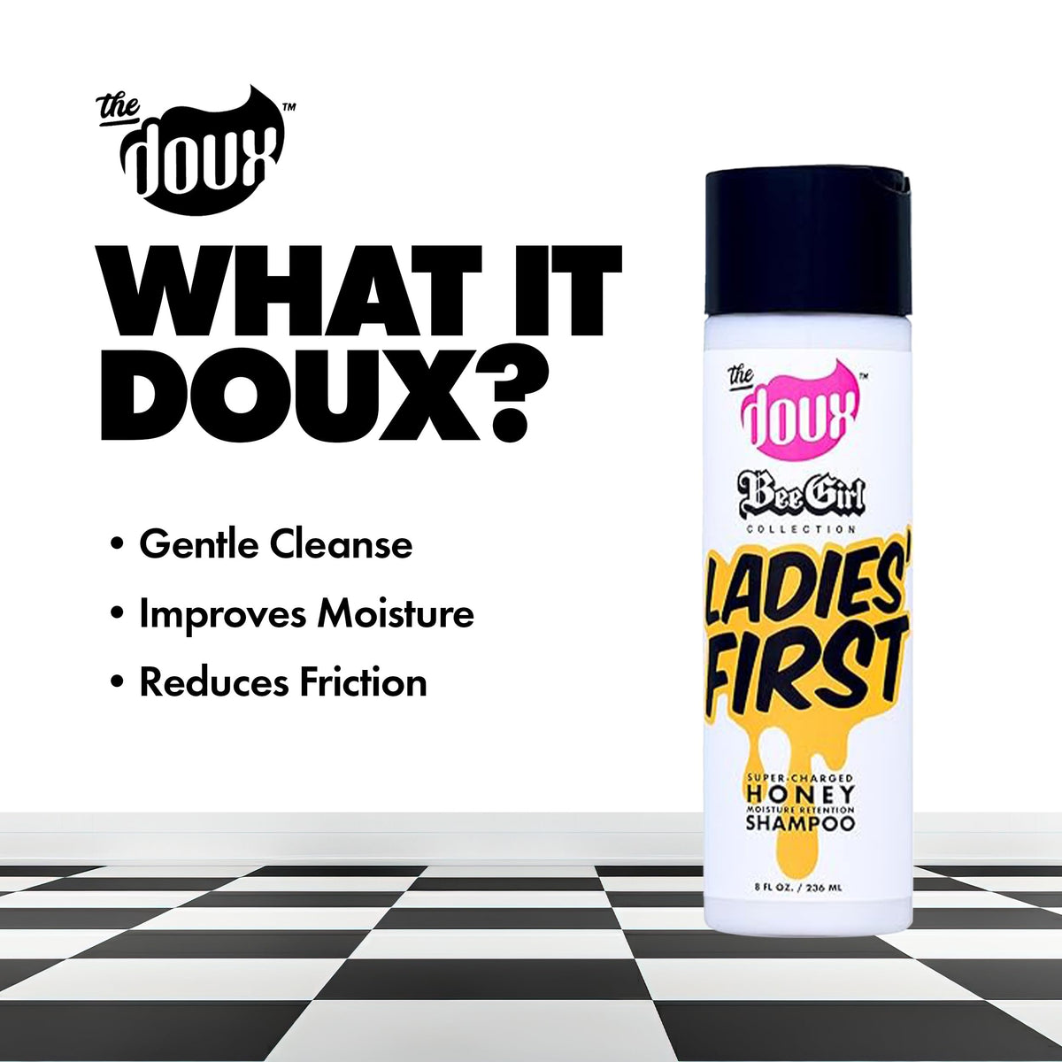 The Doux LADIES FIRST Honey Shampoo, Moisturizing Curl Cleanser, 8 oz