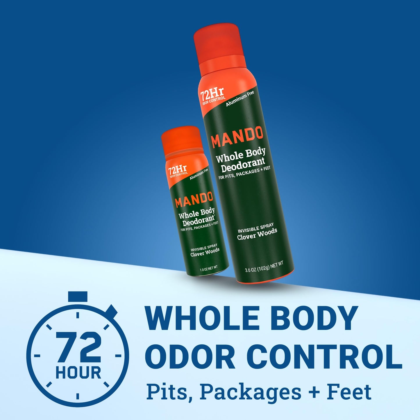 Mando Whole Body Deodorant for Men - Invisible Spray Deodorant (Full Size and Mini) - 72 Hour Odor Control, Aluminum Free, Benzene Free - 3.6 oz Beauty and Personal Care Mando