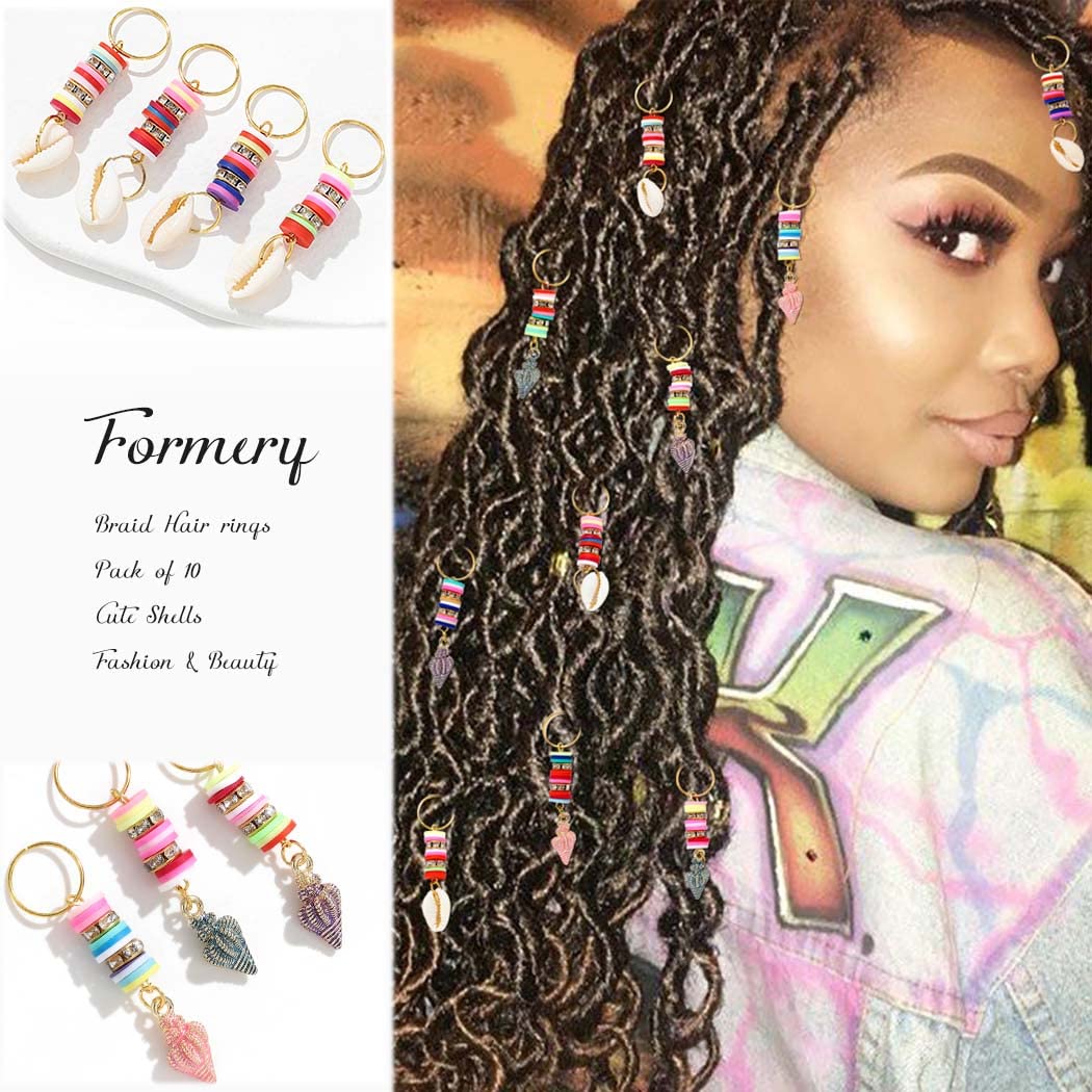 Formery Shells Hair Charms Braids Gold Conch Shell Braid Jewelry Seashell African Loc Dreadlock Accessories for Black Women (10Pcs) Beauty & Personal Care Formery