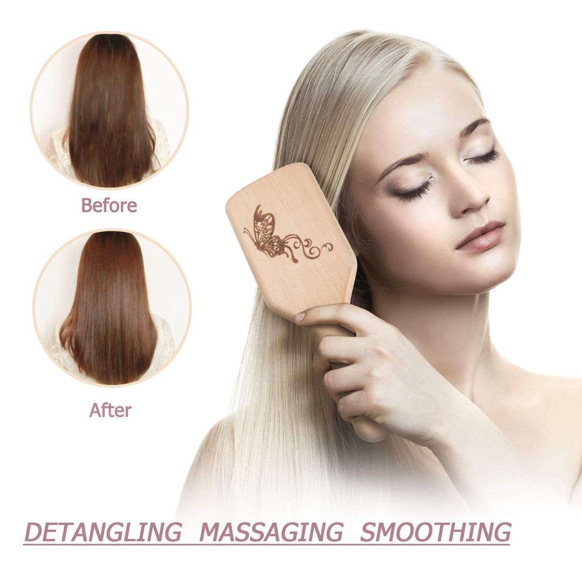 Boar Bristle Hair Brush and Comb Set for Women Men Kids, Best Natural Wooden Paddle Hairbrush and Small Travel Styling Brush for Wet or Dry Hair Beauty & Personal Care URTHEONE
