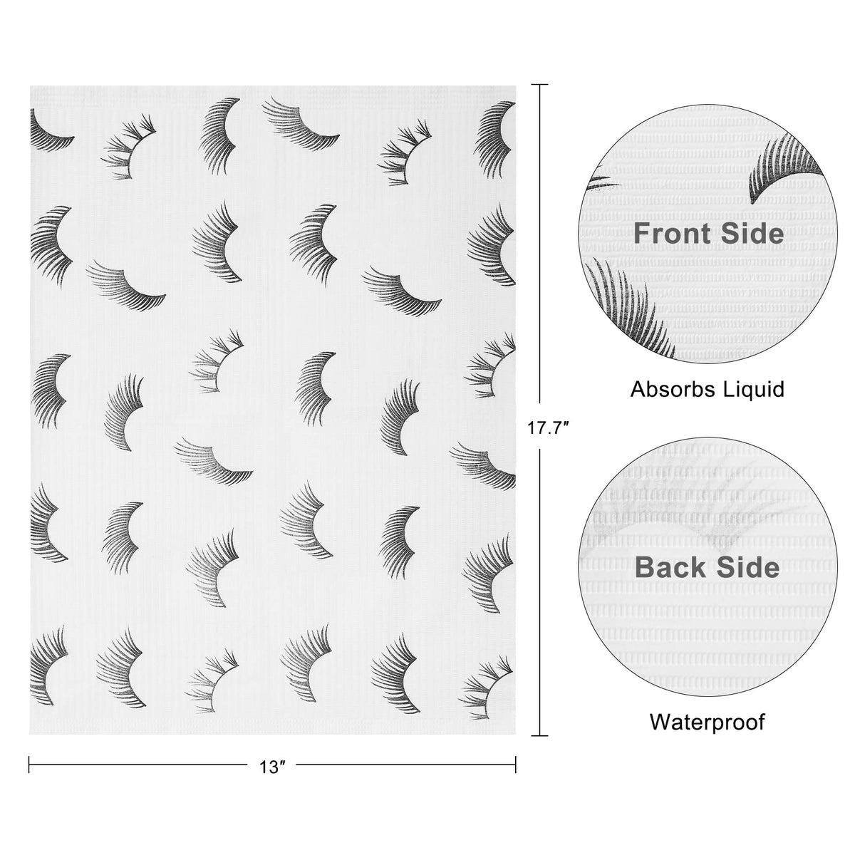 PRASNE Lashing Dental Bibs Disposable Pack of 125, Lash Pillow Cover of Lash Supplies, White 3-Ply Paper Poly Waterproof Towels, 13” x 18”, Black Beauty & Personal Care PRASNE