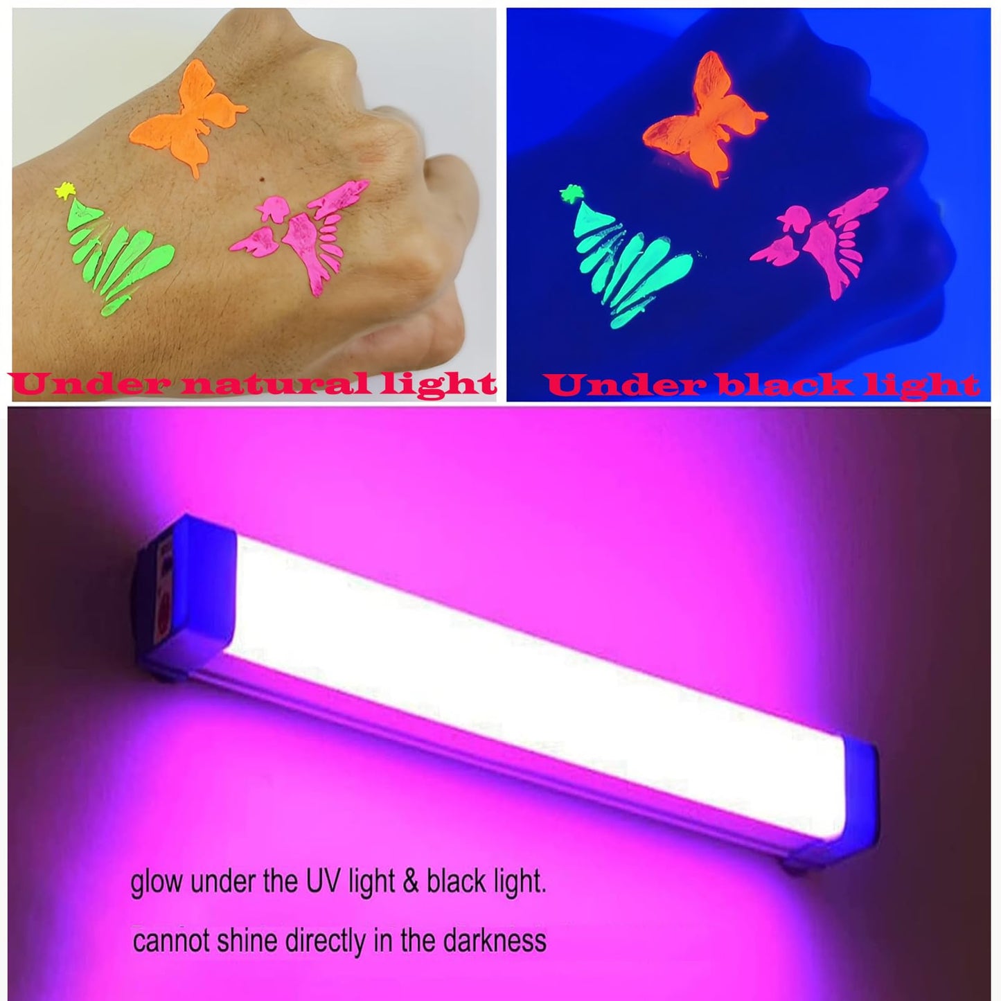 Glow In The Dark Body Paint, 6 PCS Glow In The Dark Under Uv Black Light Sticks Makeup Neon Face Painting Kits For Adult Halloween Festival Accessory Beauty & Personal Care YLOGUY