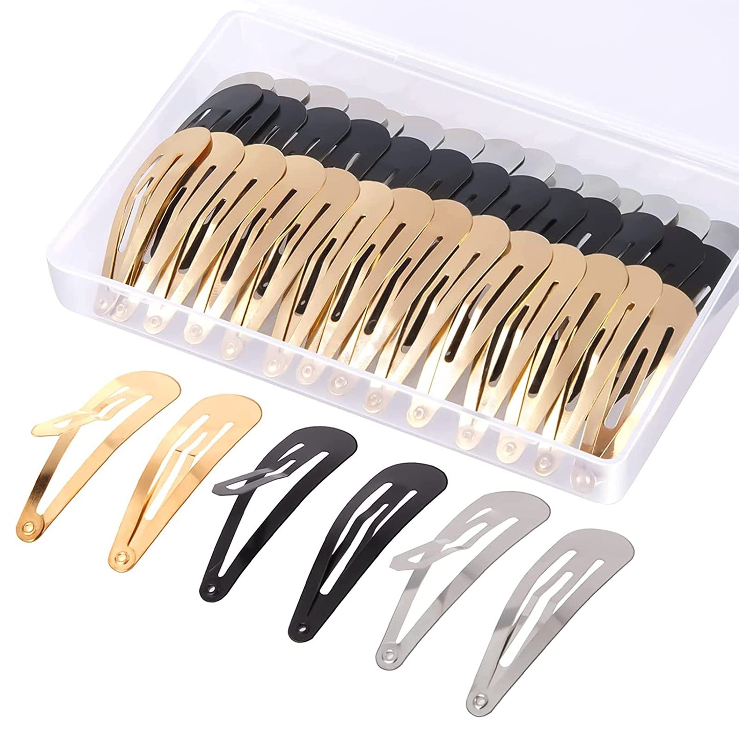 60 Pcs Snap Hair Clips with Storage Box, 2 Inch No Slip Metal Hair Clips Barrettes for Styling, Hair Pins Accessories for Toddlers, Girls, Kids Beauty & Personal Care Gingbiss