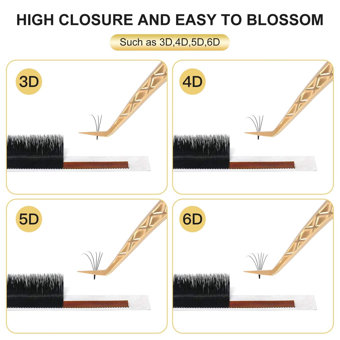 FEITA Eyelash Extension Tweezer Set Gold Lash Applicator Tool - Precision Lashes Diamond Grip Tweezers for 2D-6D Volume & Individual Eyelashes Beauty & Personal Care FEITA