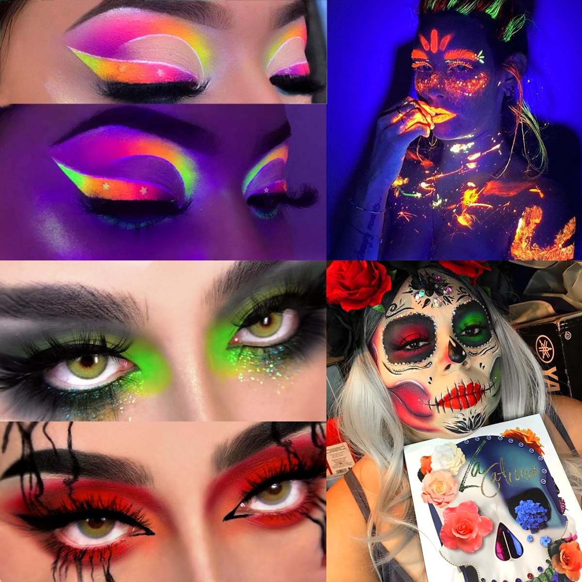 Afflano Colorful Rainbow Eyeshadow Palette High Pigment 54 Color, Halloween Eyeshadow Makeup Palette Sombras de Ojos, Neon Glow in Dark Eye Shadow Beauty & Personal Care Afflano
