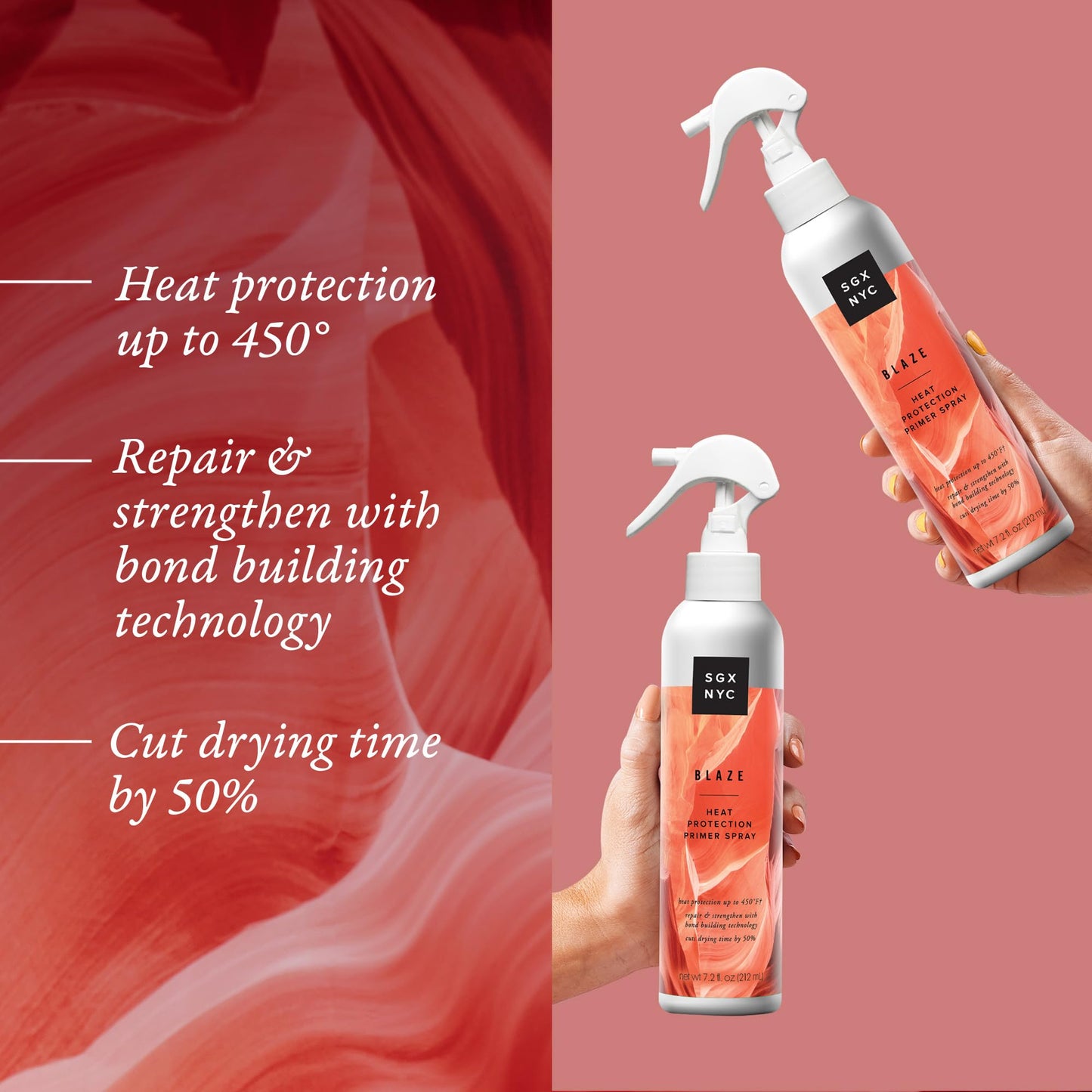 SGX NYC Blaze Leave-in Heat Protection and Primer - Protector Infused with Ceramides - Styling Spray Revitalizes Damaged Hair - 7.2 oz, Cranberry Beauty & Personal Care SGX NYC