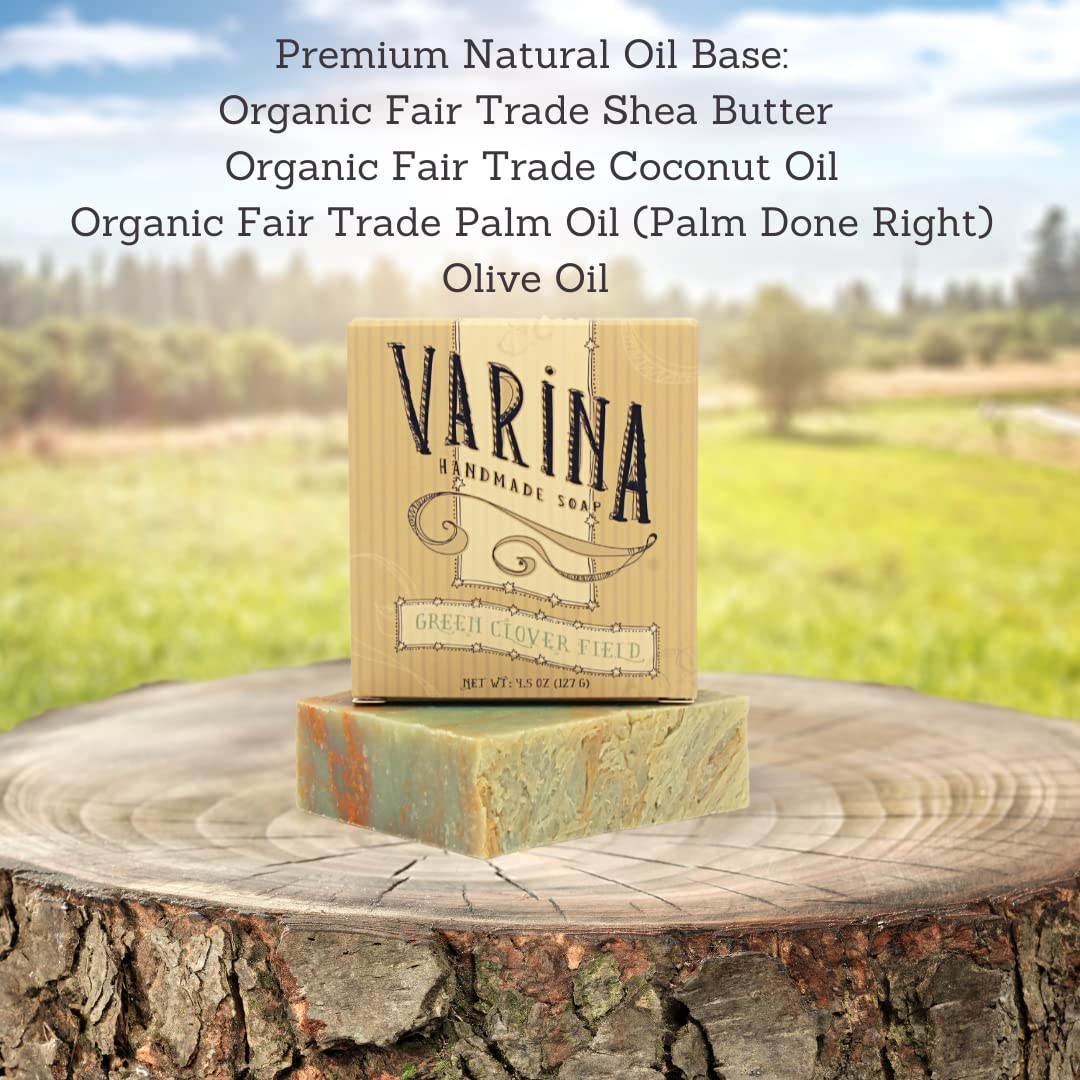Varina Natural Green Clover Field Bar Soap - Gentle Cleansing for Sensitive Skin, Fresh - 3 Pack Beauty & Personal Care Varina