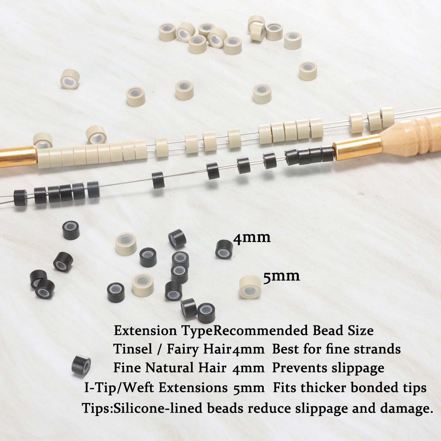 GOTDYA 1000pcs 4mm Hair Tinsel Extentions Beads, Silicone Lined Micro Rings Links,Hair Fairy Beads for Hair Extensions,Light Brown Beauty and Personal Care GOTDYA