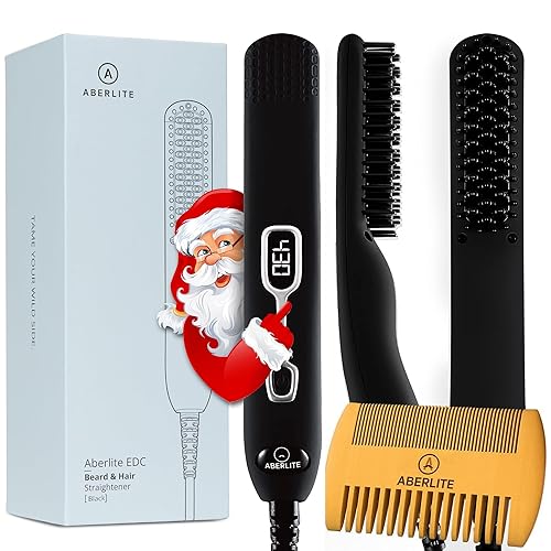 Aberlite EDC - Men's Professional Heated Beard Straightening Brush and Grooming Tool (for 0.5 inch plus Beards) (Black) Beauty & Personal Care Aberlite