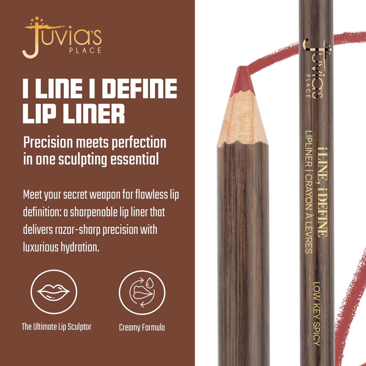 Juvia's Place I Line I Define Lip Liner - Low Key Spicy - Long-Lasting Lip Liner with Hydrating Formula, Smooth Glide, Sharpenable Pencil for Precise Beauty & Personal Care Juvia's Place