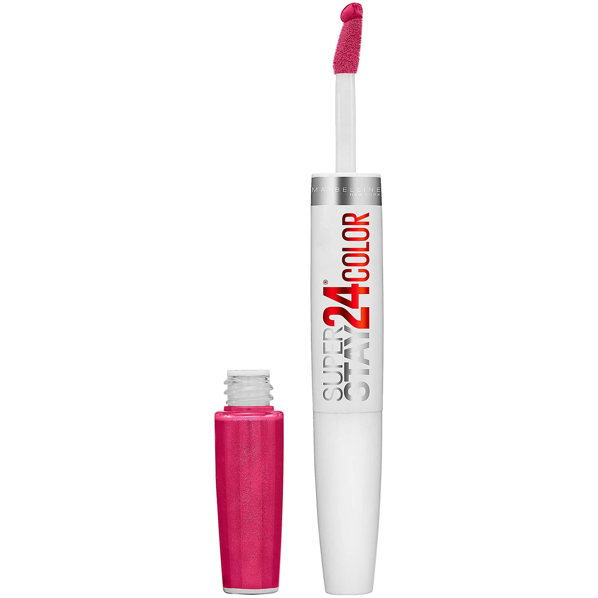 Maybelline Super Stay 24, 2-Step Liquid Lipstick Makeup, Long Lasting Highly Pigmented Color with Moisturizing Balm, 24/7 Fuchsia, Pink, 1 Count Beauty & Personal Care MAYBELLINE