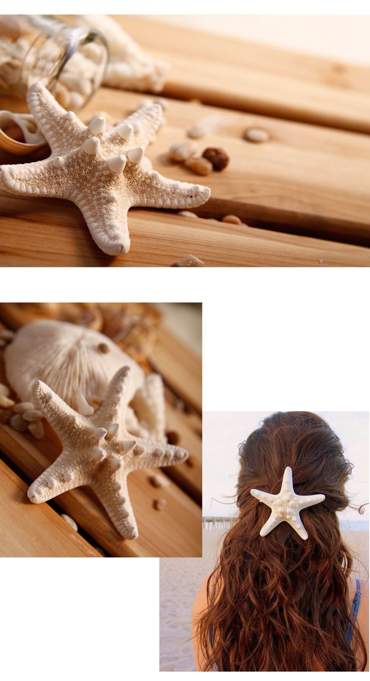 Aluinn Starfish Hair Clip Boho Barrettes Lovely Mermaid Beach Hair Hairpin Jewelry for Women Set of2 Beauty & Personal Care Aluinn