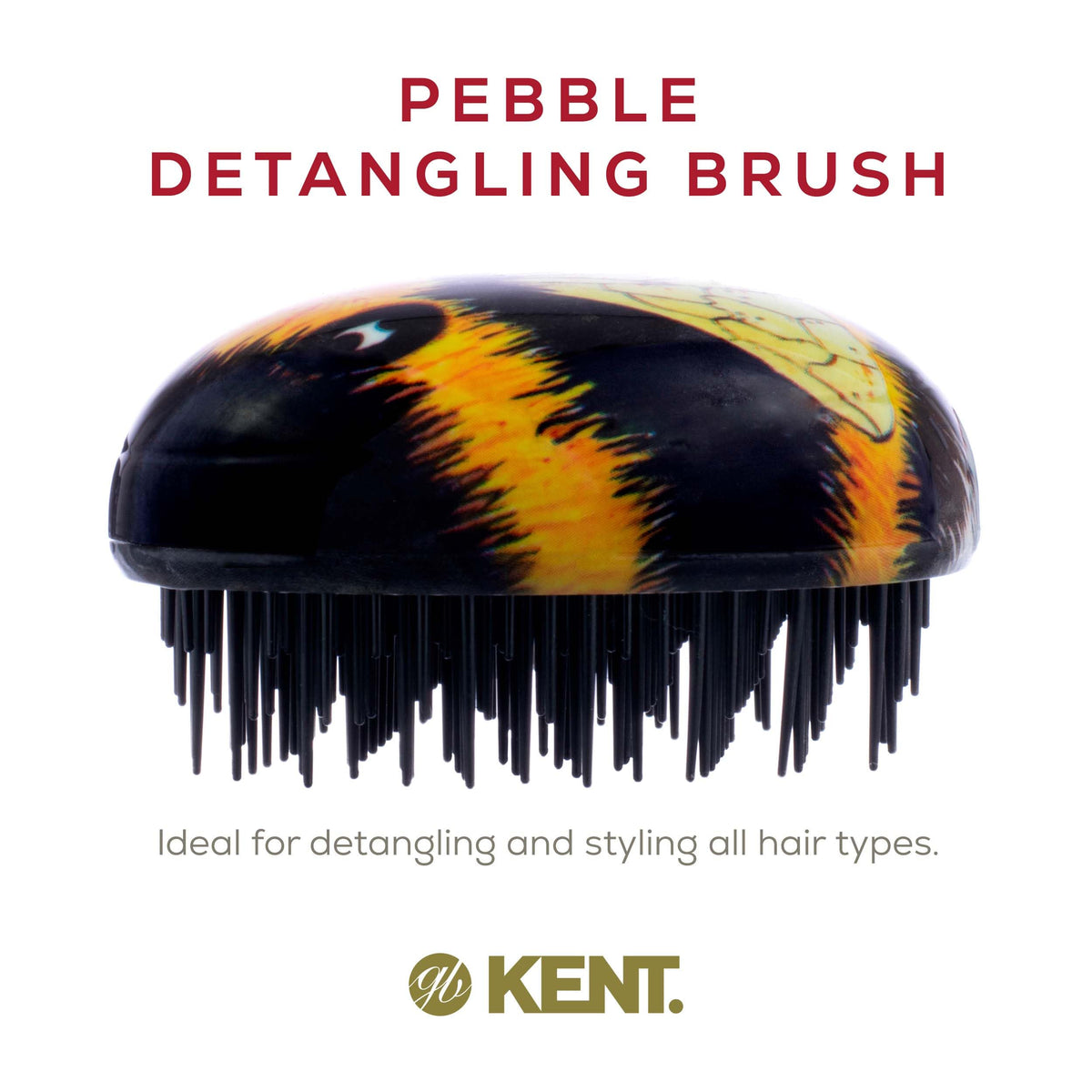 KENT PBEE Bumblebee Pebble Scalp Massager Shampoo Shower Brush, and Travel Size Detangling Brush - Scalp Scrubber for Dandruff and Kids Hair Brush,