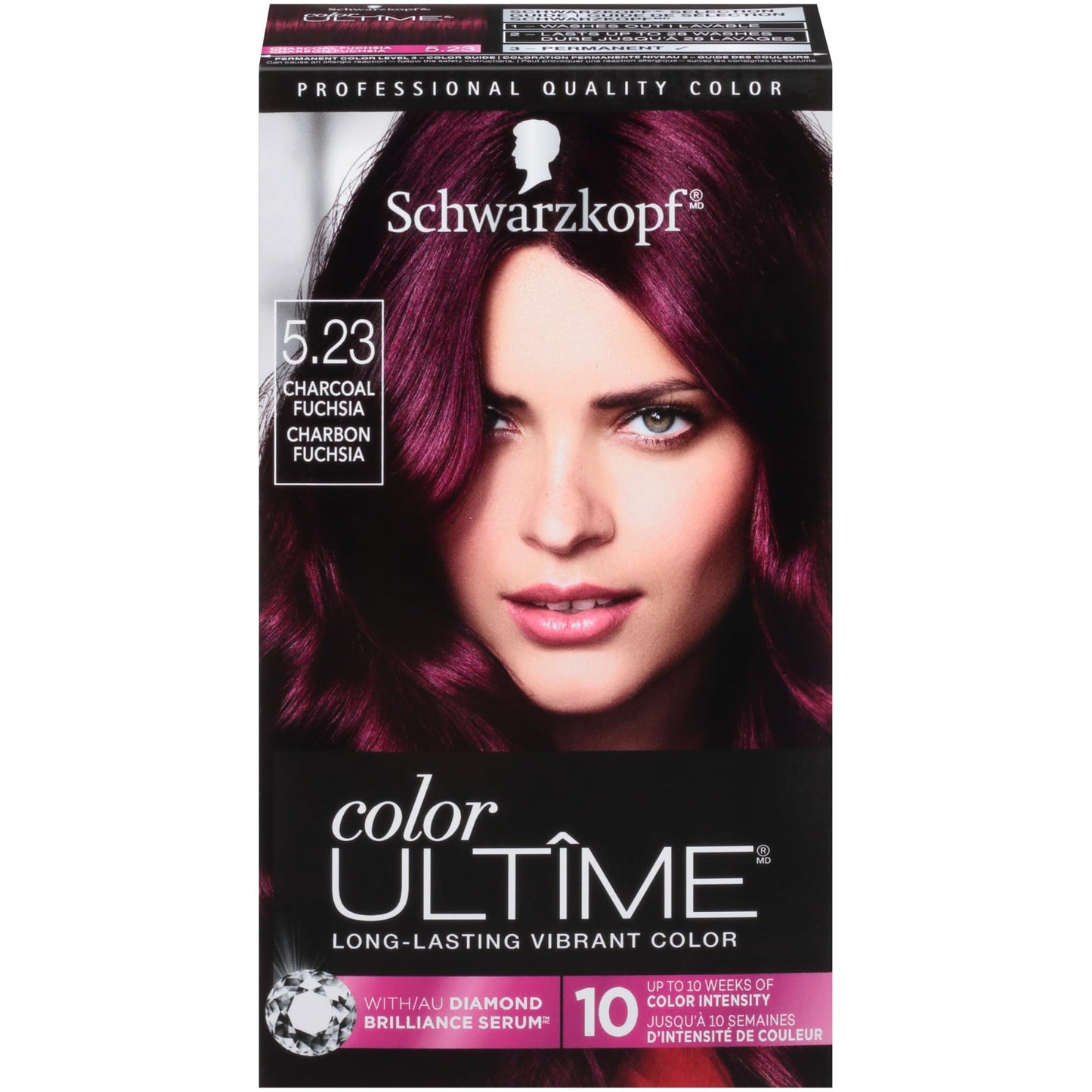 Schwarzkopf Color Ultime 5.23 Charcoal Fuchsia Hair Dye, Permanent Intense Red with Diamond Brilliance, Fade-Resistant, Covers Grays, All Hair Beauty & Personal Care Schwarzkopf