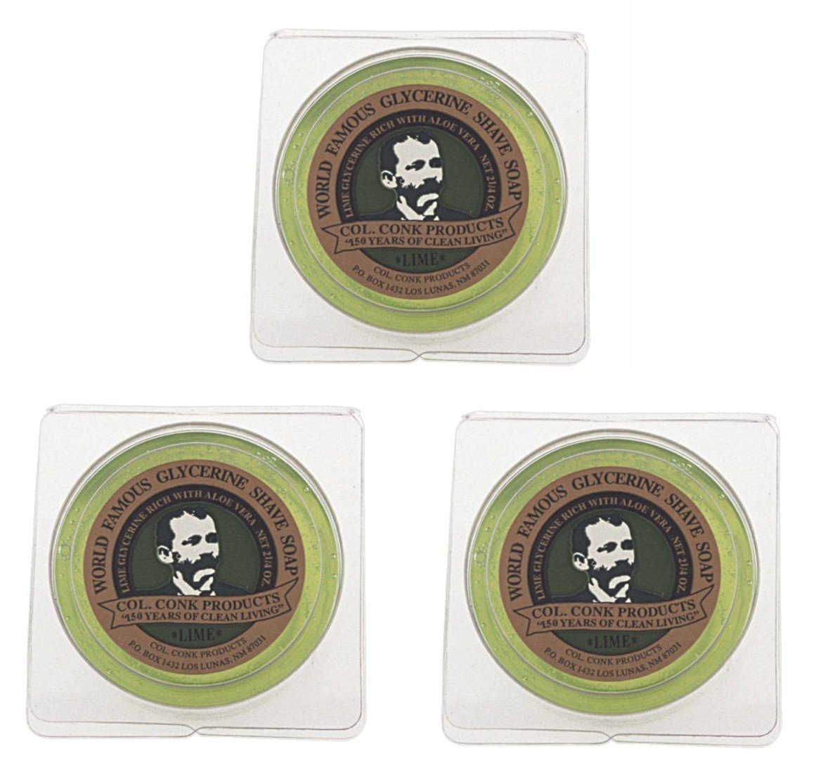 Col. Conk World's Famous Shaving Soap, Lime - 3 Pack - Each Piece Net Weight 2.25 Oz Beauty and Personal Care Colonel Conk