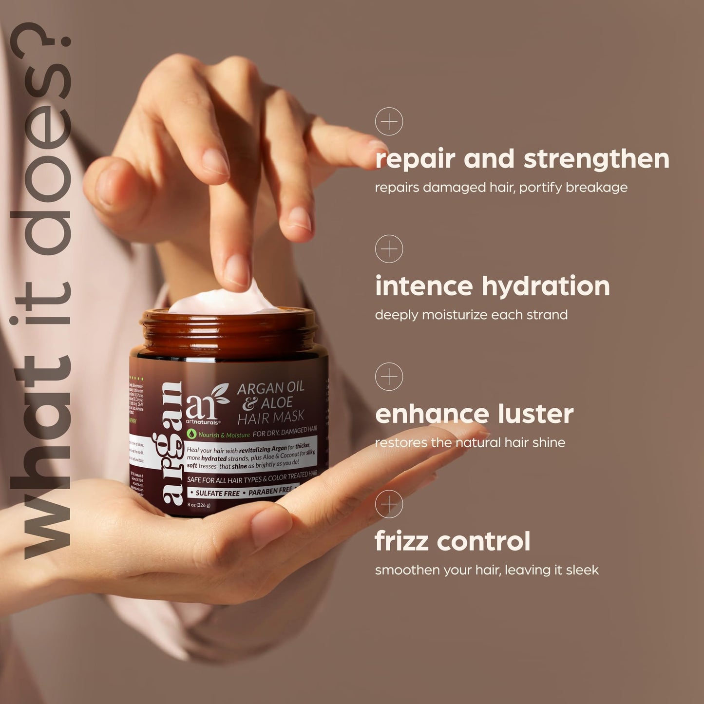Artnaturals Argan Hair Mask Conditioner - (8 Oz/226g) - Deep Conditioning Treatment - Organic Jojoba Oil, Aloe Vera & Keratin - Repair Dry, Damaged Beauty & Personal Care Artnaturals