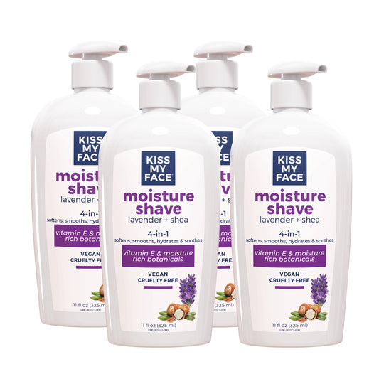 Kiss My Face Moisture Shave Cream, Shaving Cream For Men And Women, 11 Oz Pump Bottle, Lavender & Shea, 4 Pack Beauty & Personal Care Kiss My Face