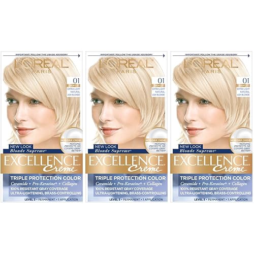 L'Oréal Paris Excellence Créme Permanent Hair Color, 01 Extra Light Ash Blonde, 3 Count Beauty & Personal Care L'Oreal Paris