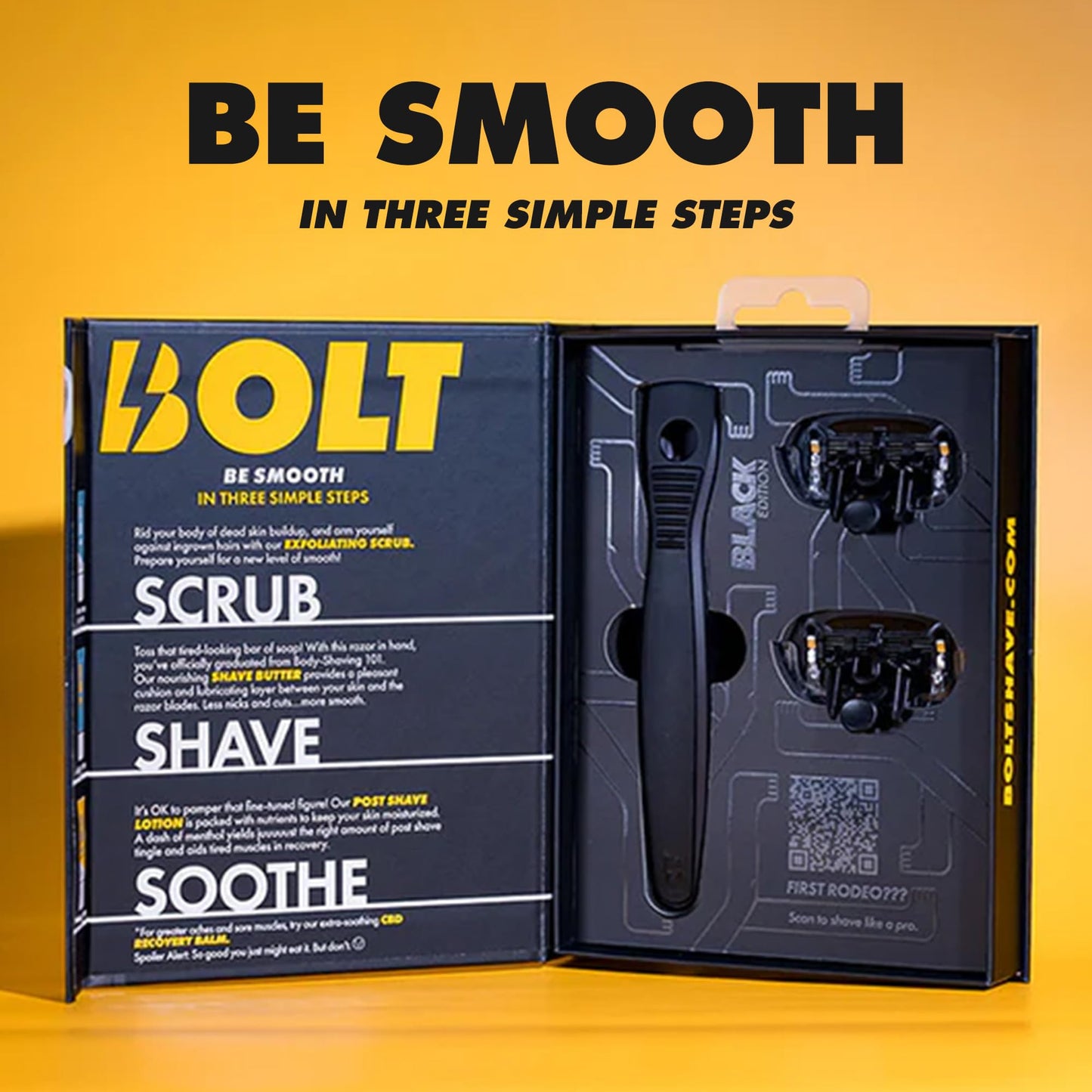 BOLT Skin + Shave - Performance Razor - Black Edition - 5-Blade Swedish Steel - Aloe & VIT E - Zinc Handle - Smooth Shave Kit - 2 Cartridges Beauty and Personal Care BOLT SKIN + SHAVE
