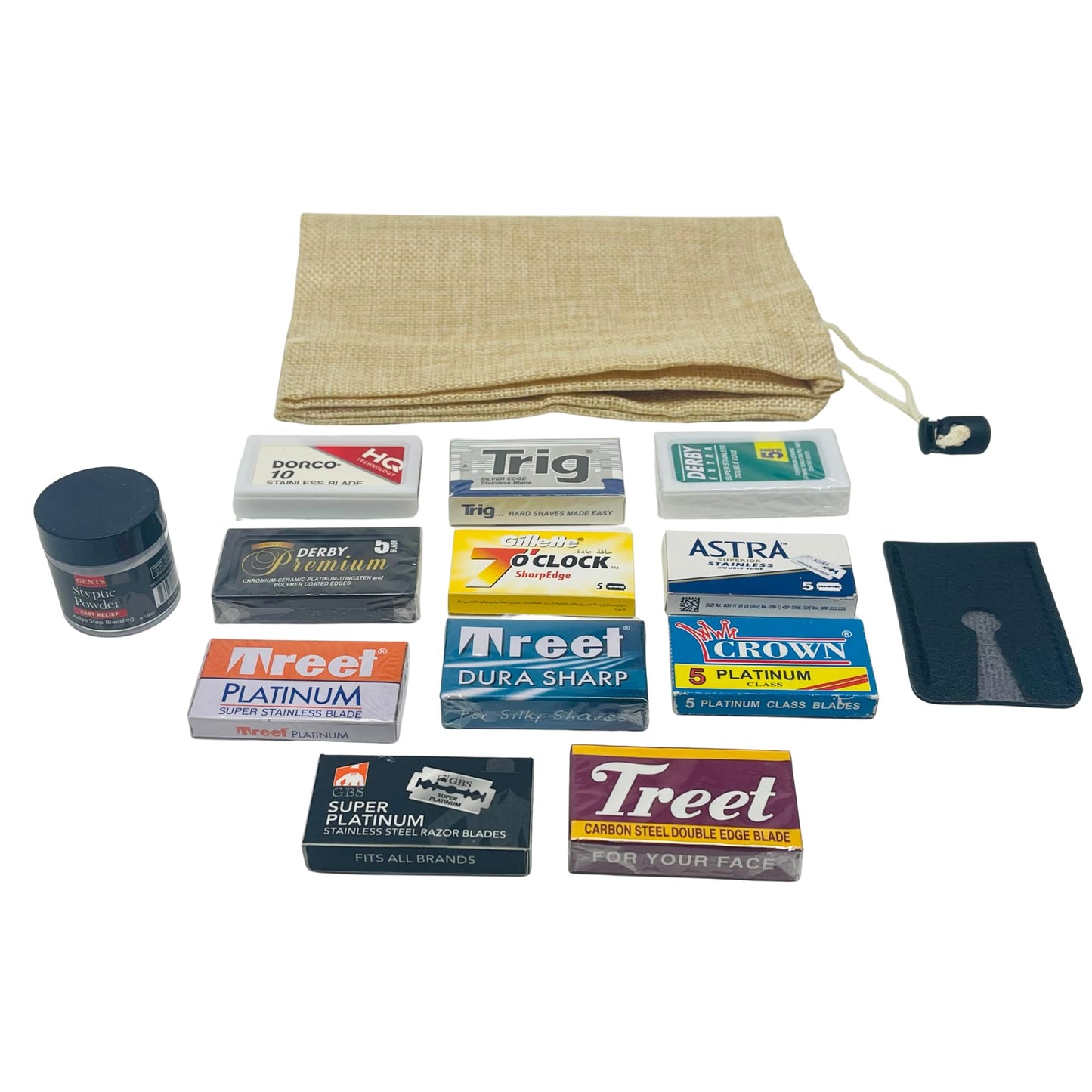 GENTS Double Edge Safety Razor Blades - 80 Premium Platinum Coated Blades + Styptic Powder & Leather Case - Men’s Wet Shaving Kit Beauty and Personal Care G.B.S
