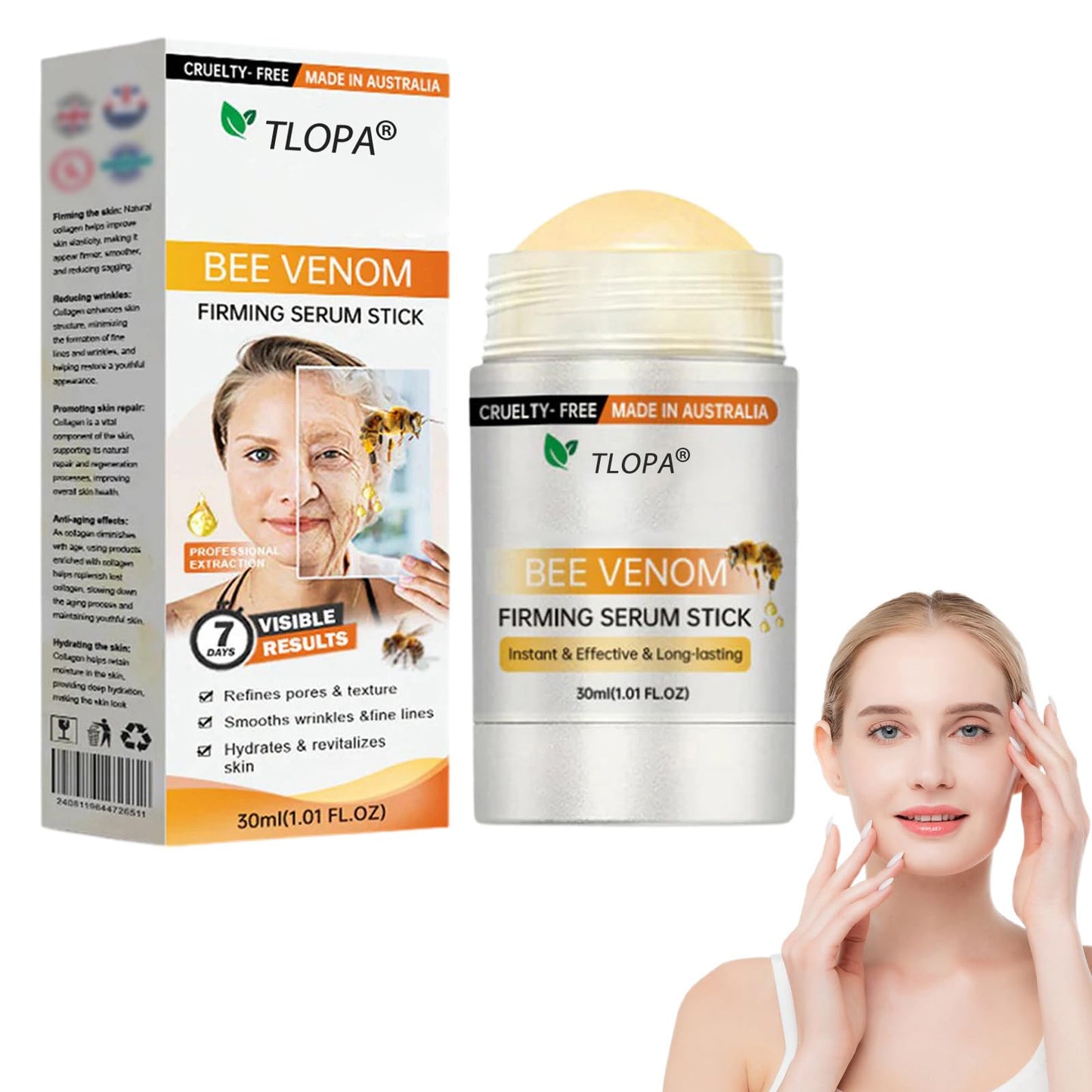 TLOPA Bee Venom Firming Serum Stick, Retinol Firming Serum Stick, Advanced Firming & Wrinkle-Reducing Cream, Bee Venom Firming Stick, Hydrates Beauty & Personal Care TLOPA