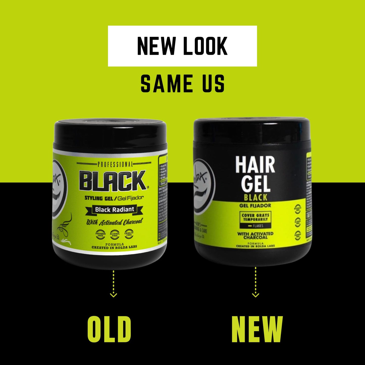 Rolda Black Hair Gel for Men - Medium Hold Styling Gel with Activated Charcoal for Wet Look - Covers Grays & Enhances Black Hair - Flake + Alcohol Beauty & Personal Care Rolda