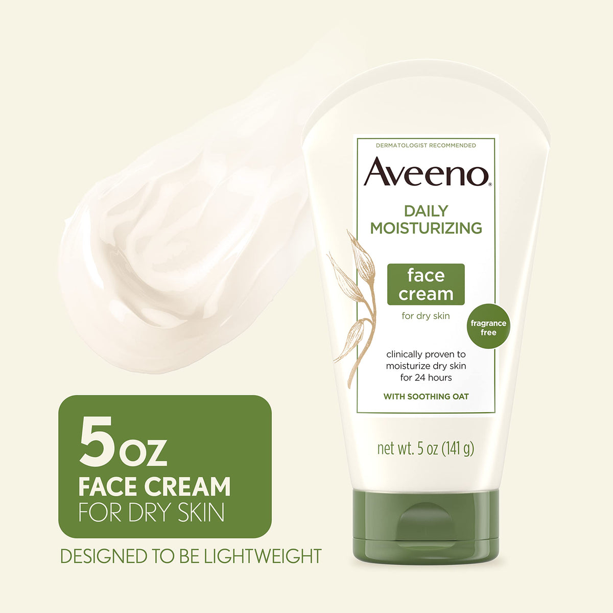 Aveeno Daily Moisturizing Fragrance-Free Face & Neck Cream, Oat Facial Moisturizer for Dry Skin, 5 oz, & Aveeno Daily Moisturizing Body Lotion Beauty & Personal Care Aveeno