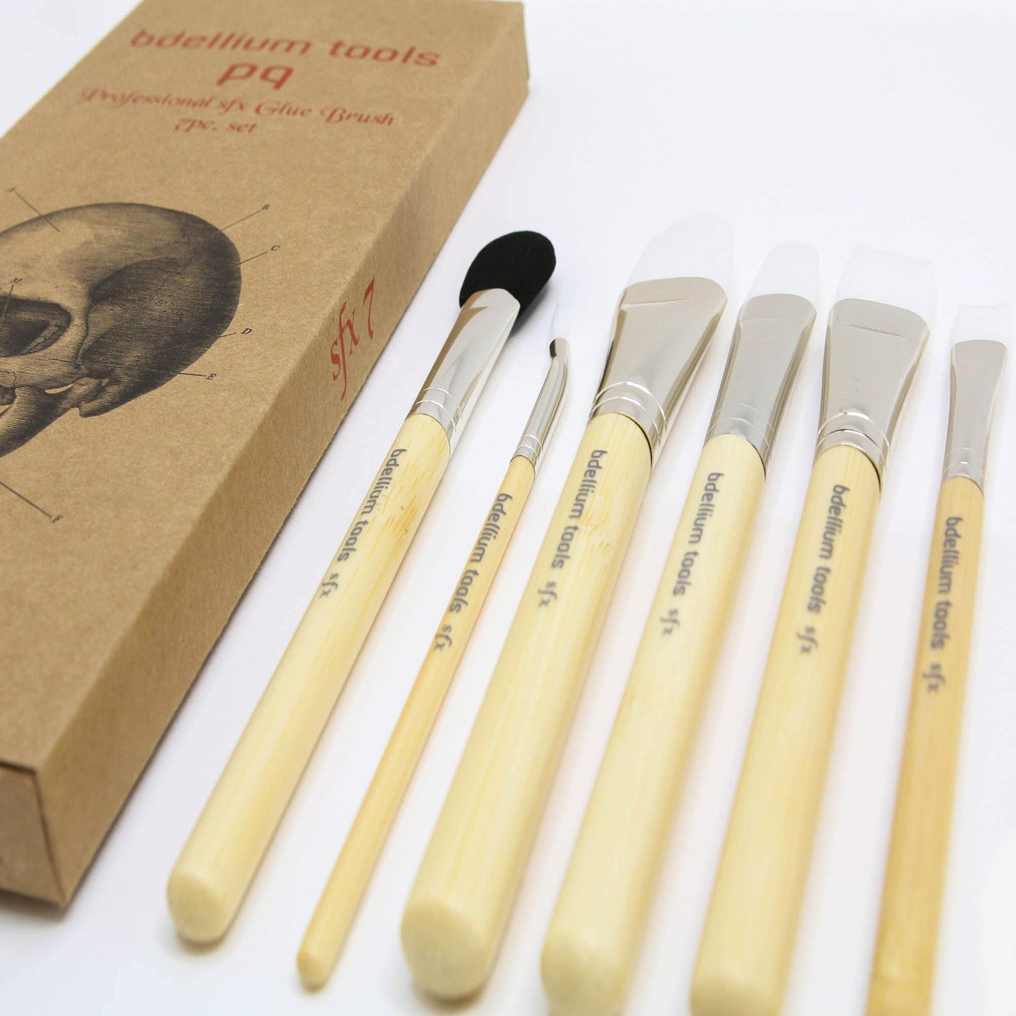 Bdellium Tools Professional Makeup Brush SFX Glue Brush Set 7 PC. With Ziplock Pouch Beauty & Personal Care BDELLIUM TOOLS