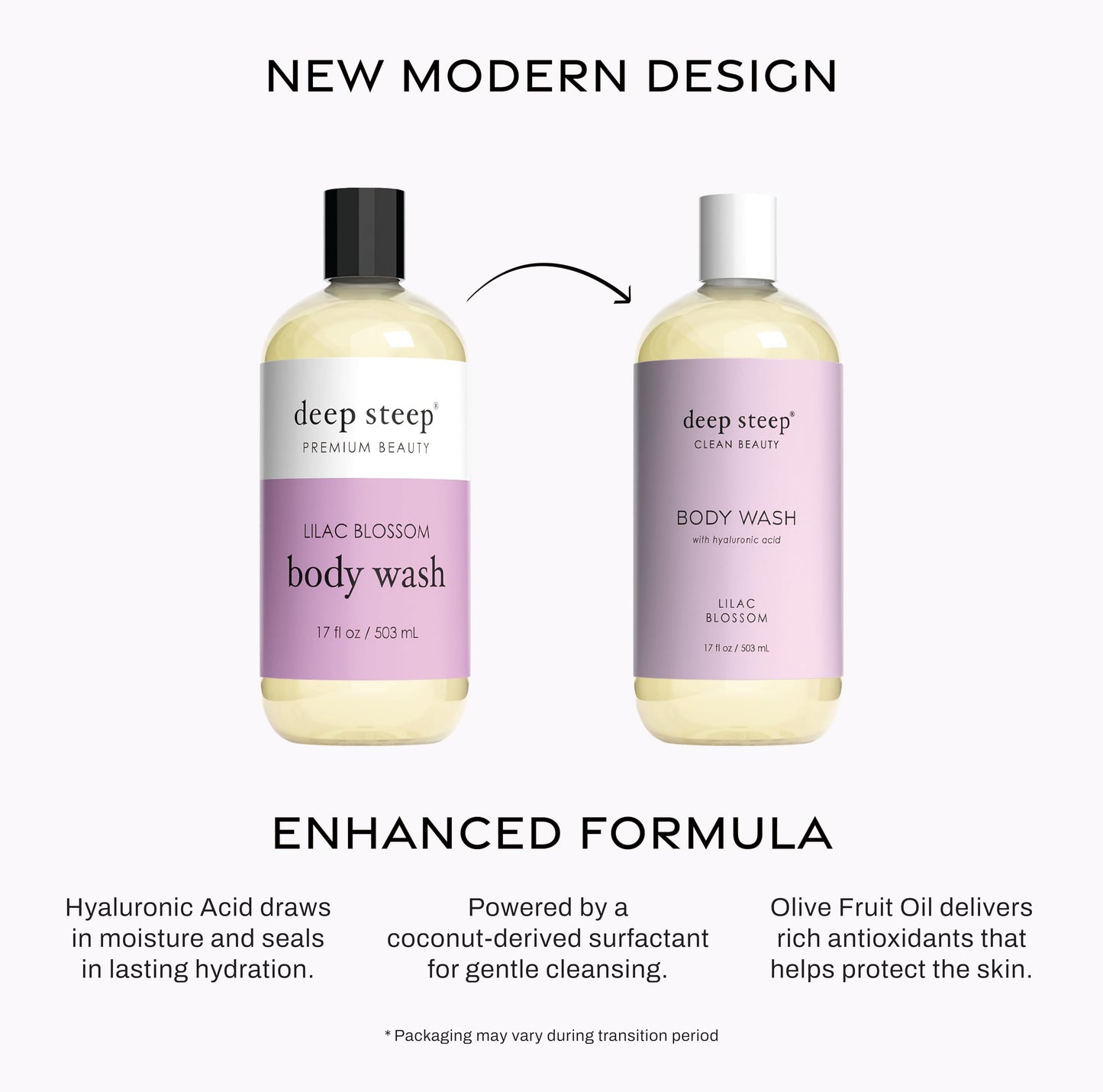 Deep Steep Body Wash, Lilac Blossom, 17 oz - Hydrating Shower Gel with Hyaluronic Acid, Shea Butter, Aloe Vera & Argan Oil - Vegan, Clean Beauty Beauty & Personal Care Deep Steep