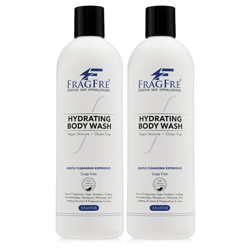 FRAGFRE Sensitive Body Wash 16 oz (2-Pack Gift Set) - Paraben Free Sulfate Free Body Cleanser - Hypoallergenic for Delicate and Flaky Skins - No Added Beauty & Personal Care FRAGFRE