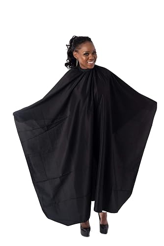 Capes By Sheena Black Nylon Hairdresser Barber Cape W/ 10 Snap Closure, X Large 66” L x 53.5” Stylist Supplies for Hair-Cutting Beauty & Personal Care Capes By Sheena