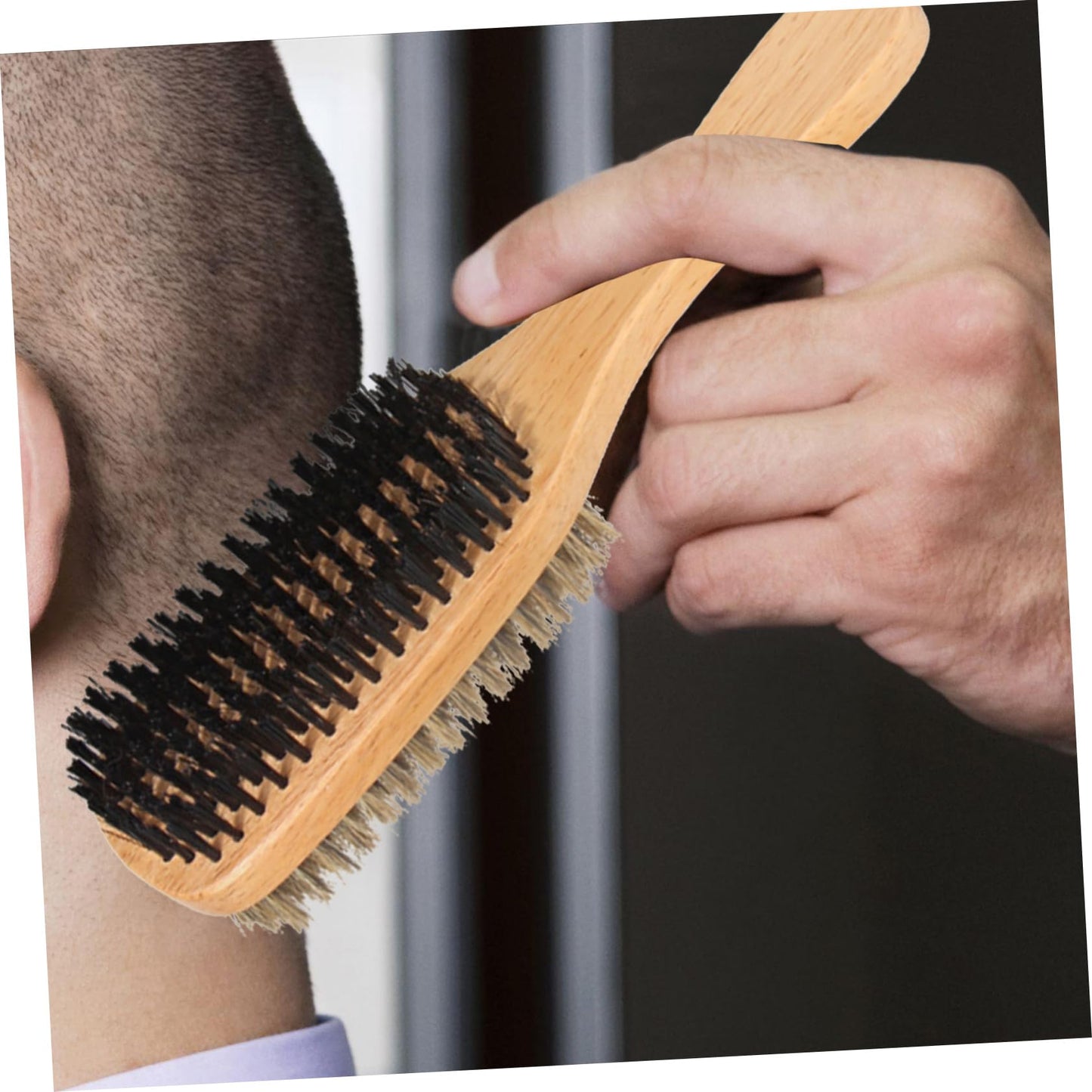 OUNONA 1Pc Dual Sided Boar Bristle Beard Brush Multi Function Grooming Tool for Men Natural Handle for Goatee Hair Cleaning present for Father Day Beauty and Personal Care OUNONA