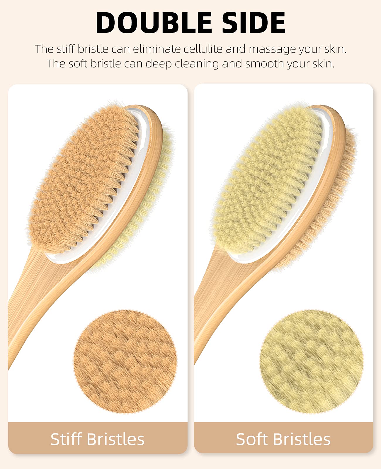 Metene 2 Pack Shower Brush with Soft and Stiff Bristles, Bath Dual-Sided Long Handle Back Scrubber Body Exfoliator for Wet or Dry Brushing Beauty & Personal Care Metene