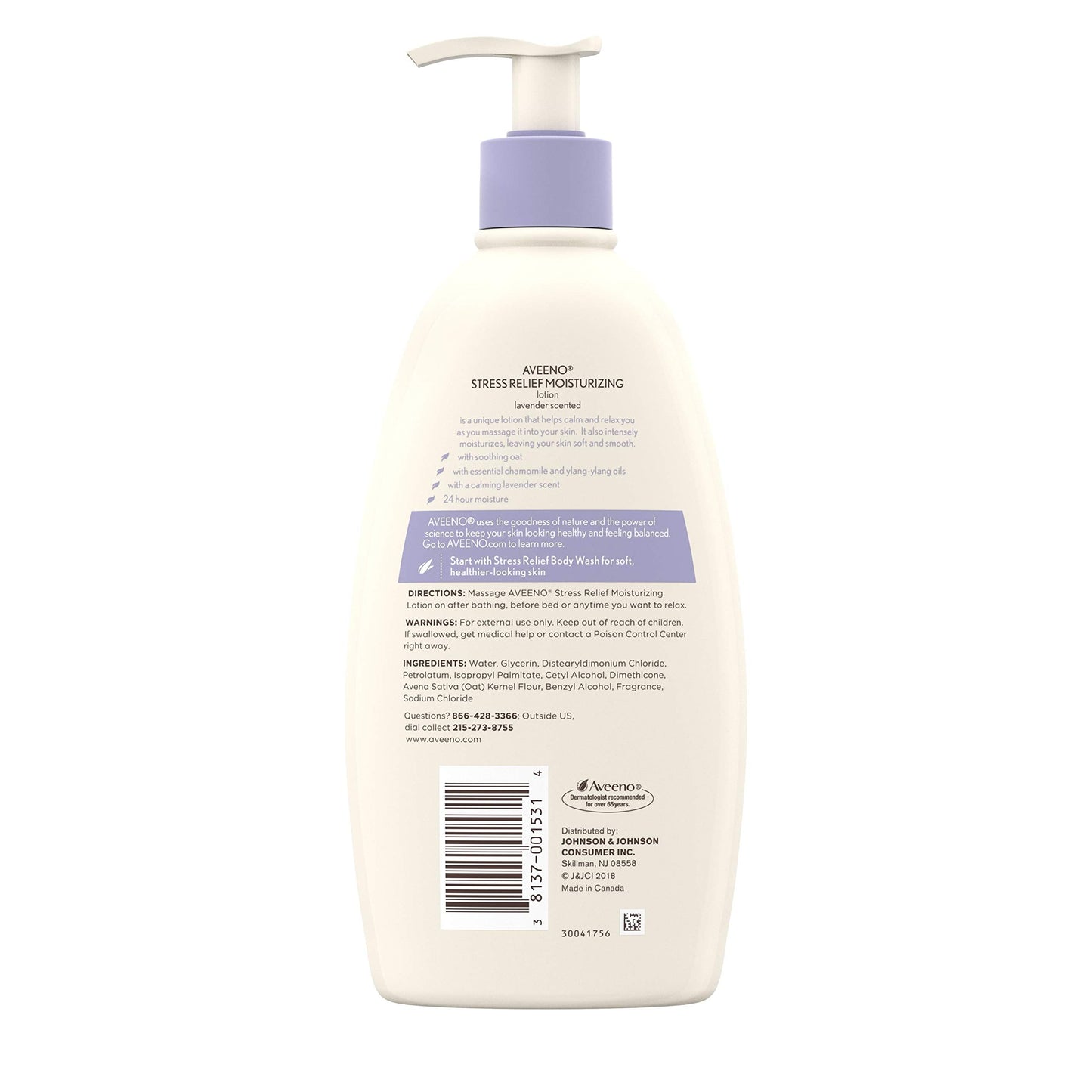 Aveeno Stress Relief Moisturizing Body Lotion with Lavender, Natural Oatmeal & Chamomile & Ylang-Ylang Essential Oils to Calm & Relax, Non-Greasy Beauty & Personal Care Aveeno