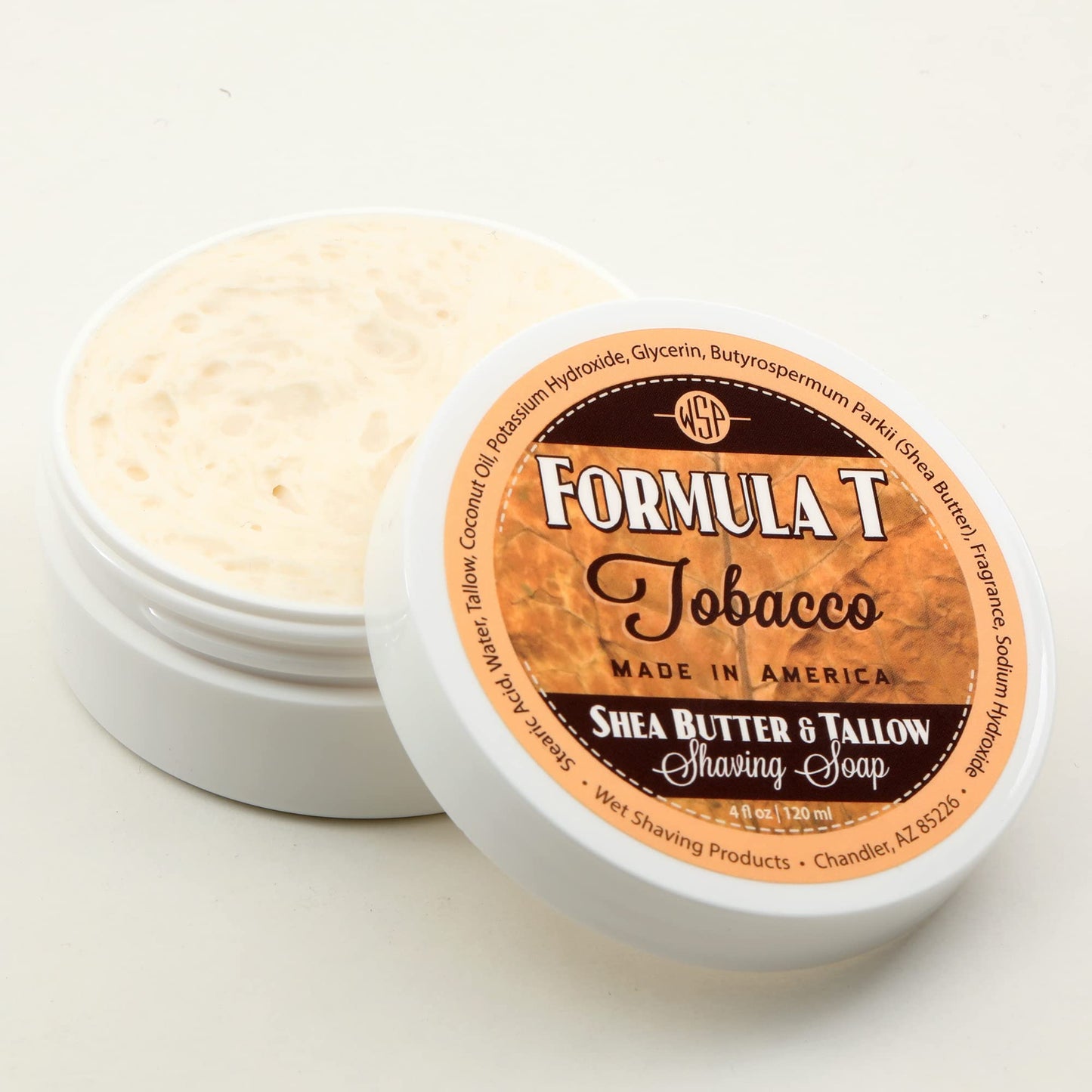 Shaving Soap WSP Formula T (Tobacco) 4 Oz Made with Shea Butter & Tallow Beauty and Personal Care Wet Shaving Products