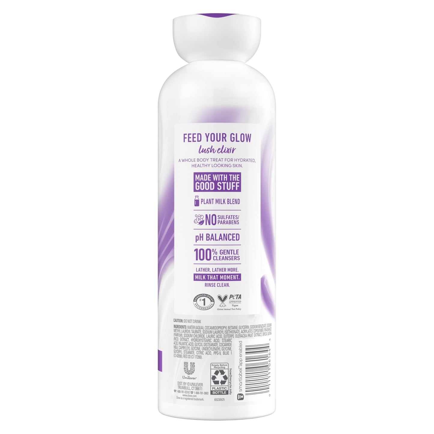 Dove Plant Milk Cleansing Body Wash Acai & Rice Milk For Women For Moisturized Skin 17.5 fl oz Beauty & Personal Care Dove